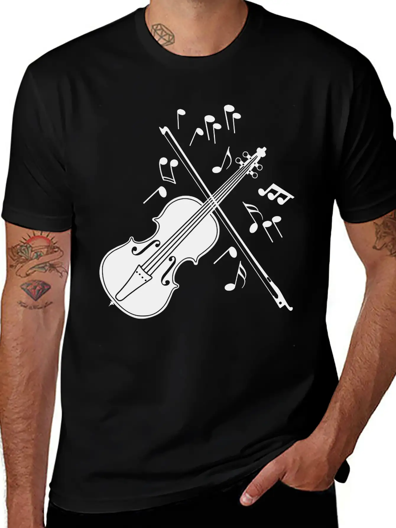 Violin With Notes Logo For The Violin Lover And Vi Unisex Casual T-Shirt – Clean Design For Daily Comfort