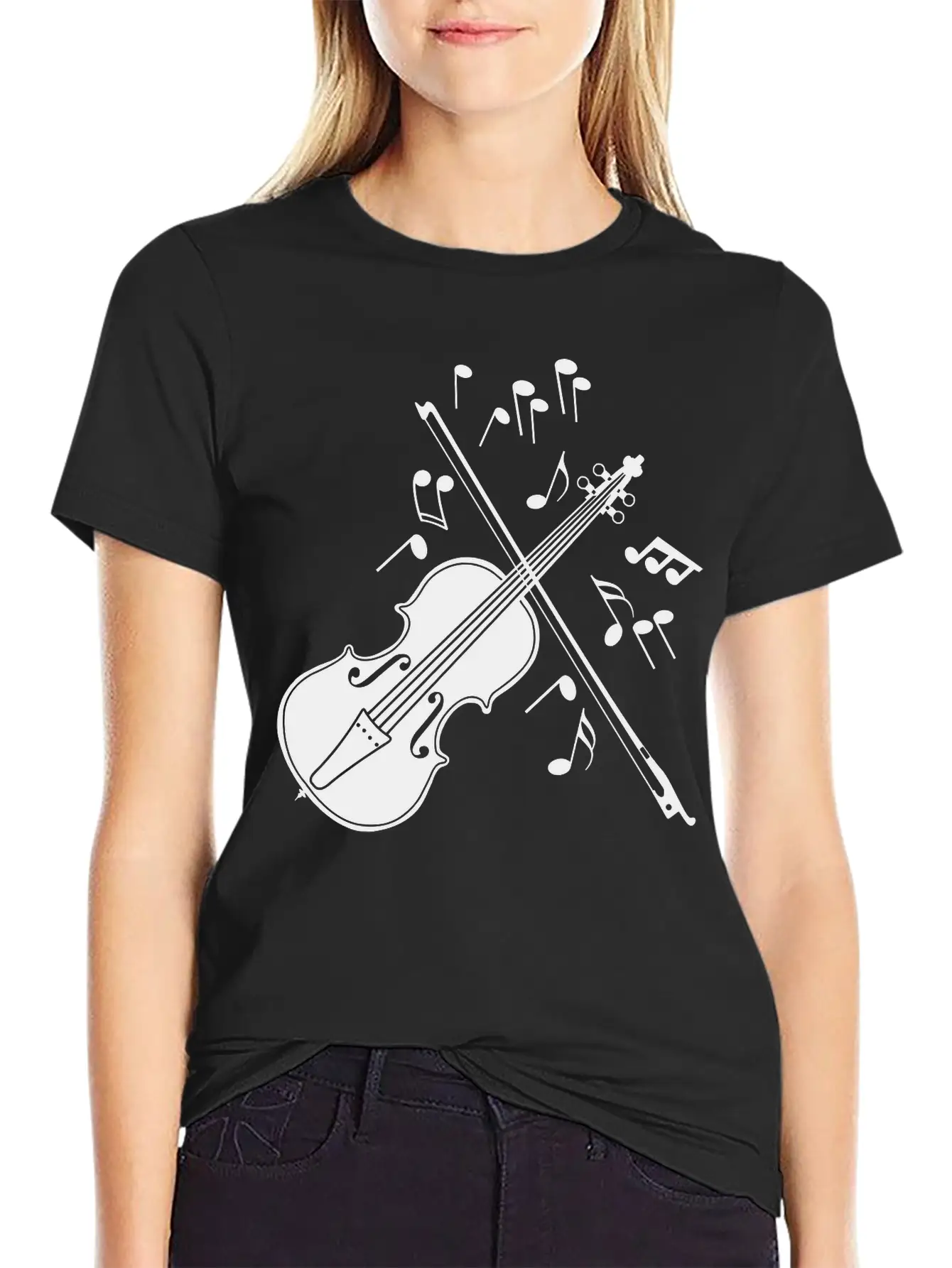 Violin With Notes Logo For The Violin Lover And Vi Unisex Casual T-Shirt – Clean Design For Daily Comfort