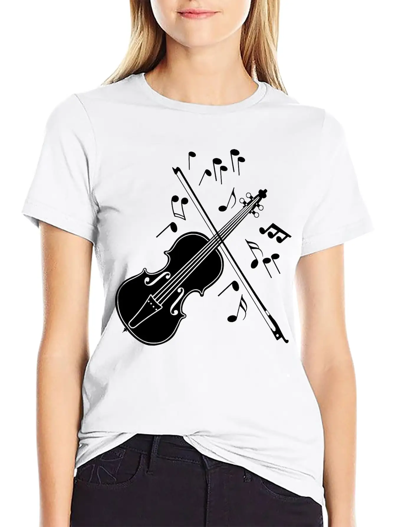 Violin With Notes Logo For The Violin Lover And Vi Unisex Casual T-Shirt – Clean Design For Daily Comfort