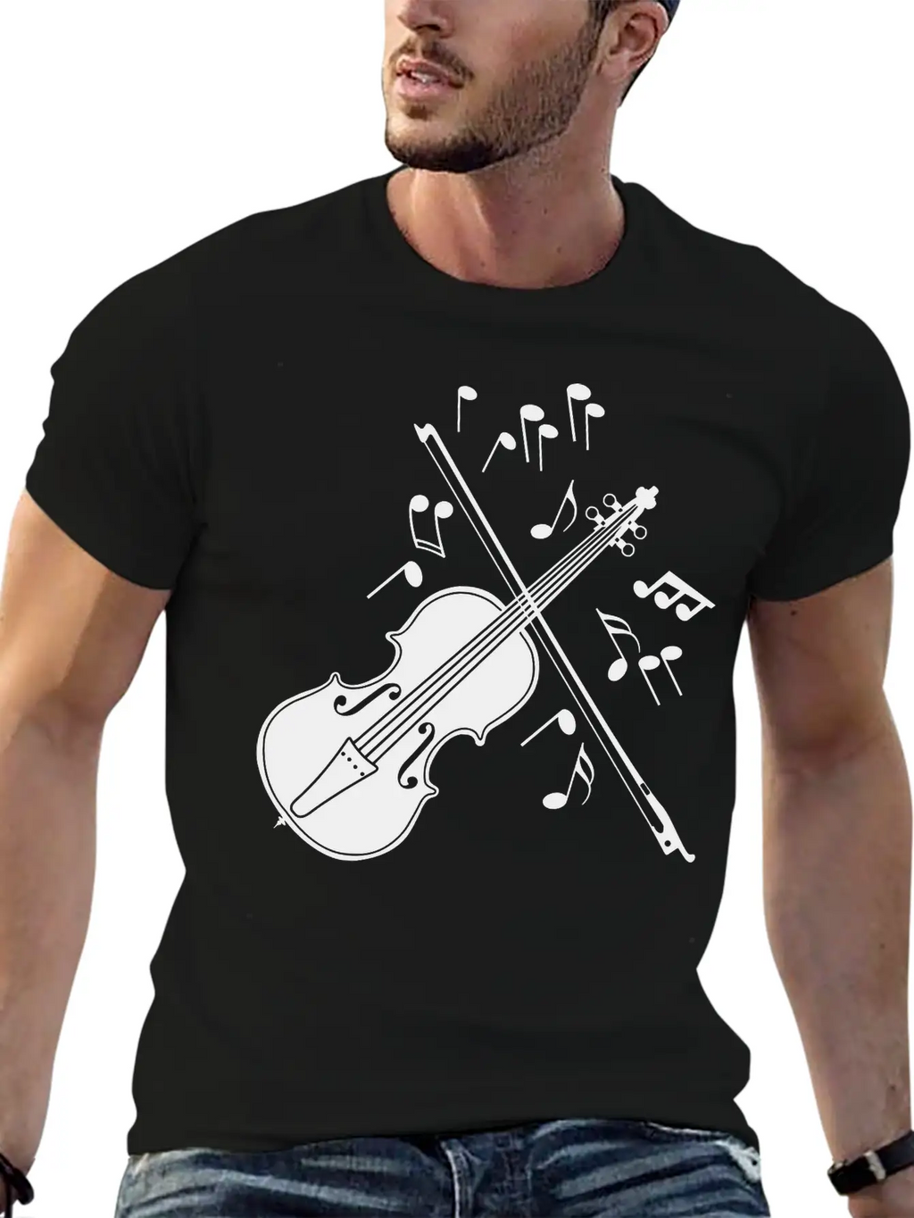 Violin With Notes Logo For The Violin Lover And Vi Unisex Casual T-Shirt – Clean Design For Daily Comfort