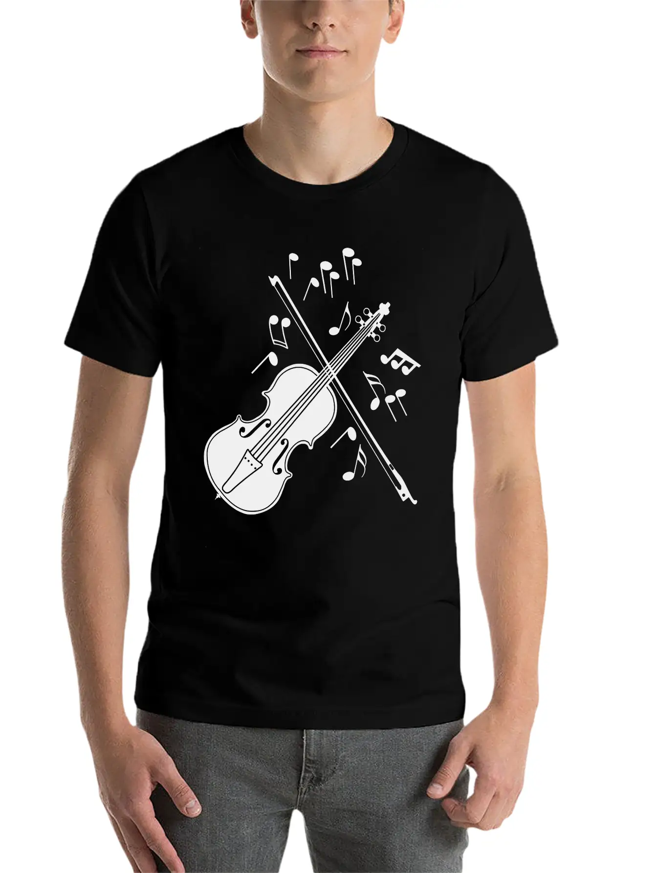 Violin With Notes Logo For The Violin Lover And Vi Unisex Casual T-Shirt – Clean Design For Daily Comfort