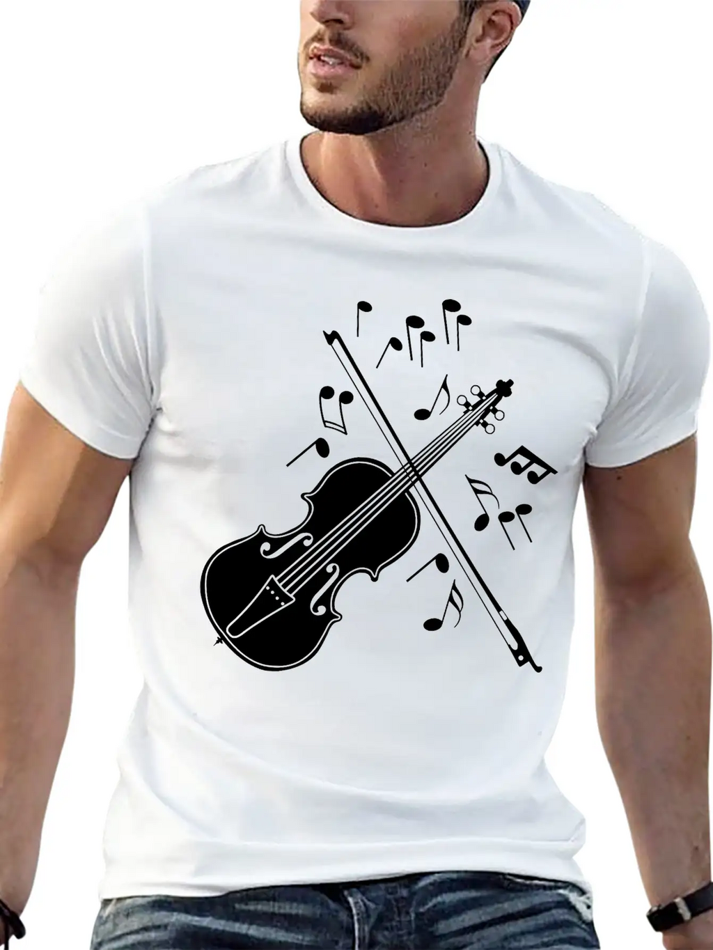 Violin With Notes Logo For The Violin Lover And Vi Unisex Casual T-Shirt – Clean Design For Daily Comfort