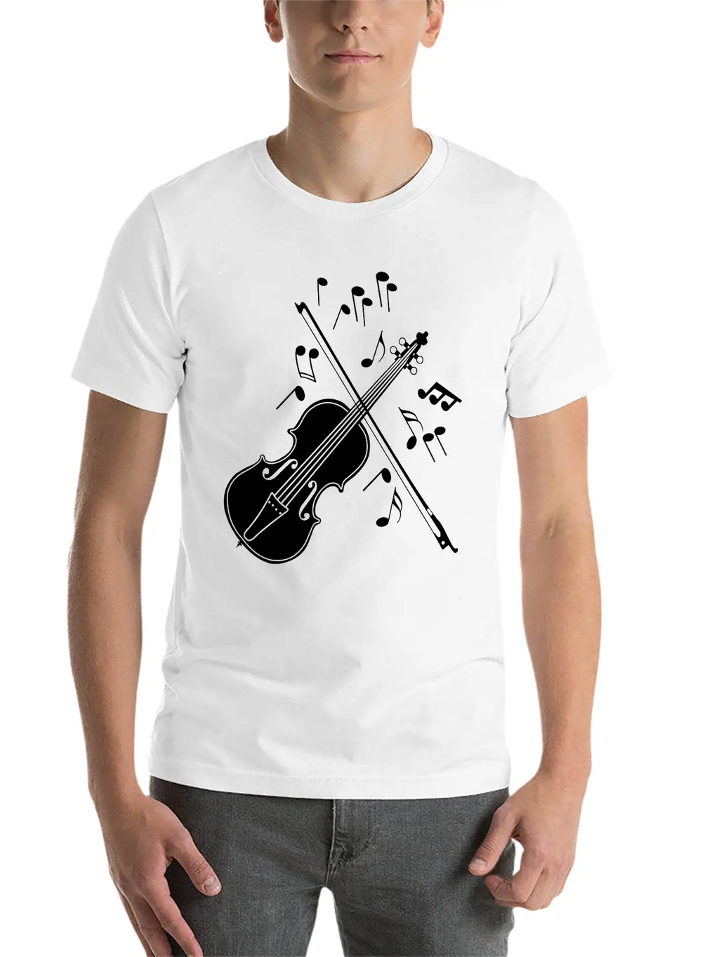 Violin With Notes Logo For The Violin Lover And Vi Unisex Casual T-Shirt – Clean Design For Daily Comfort