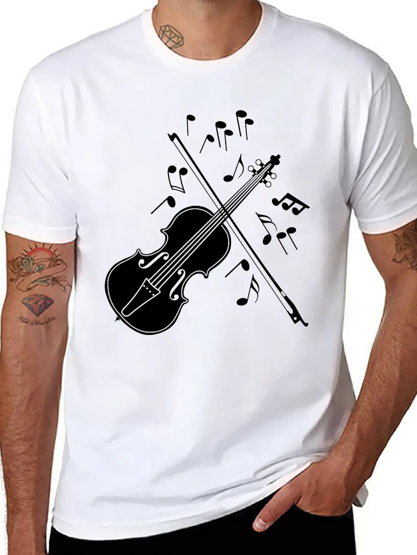 Violin With Notes Logo For The Violin Lover And Vi Unisex Casual T-Shirt – Clean Design For Daily Comfort