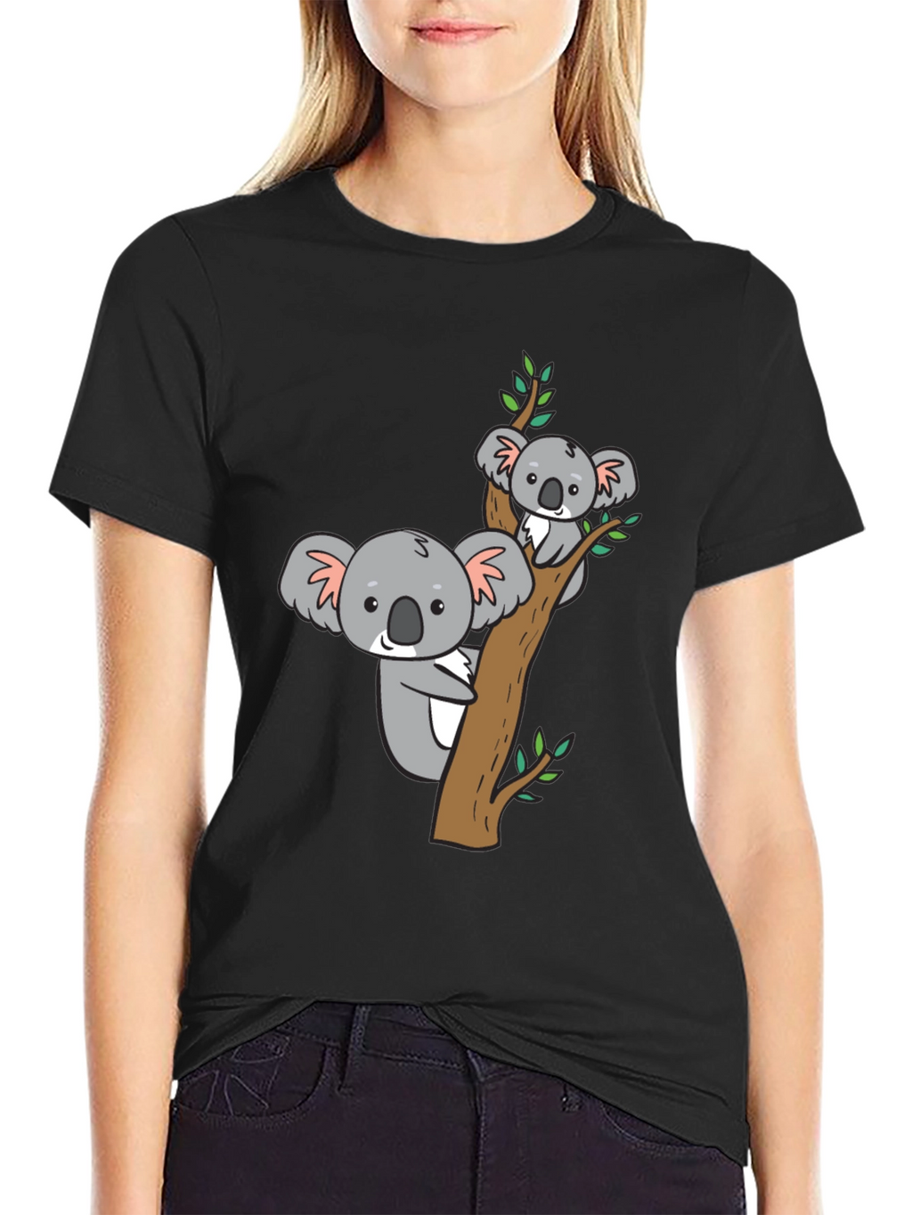 Cute Koala Bear Tree T-Shirt - Black