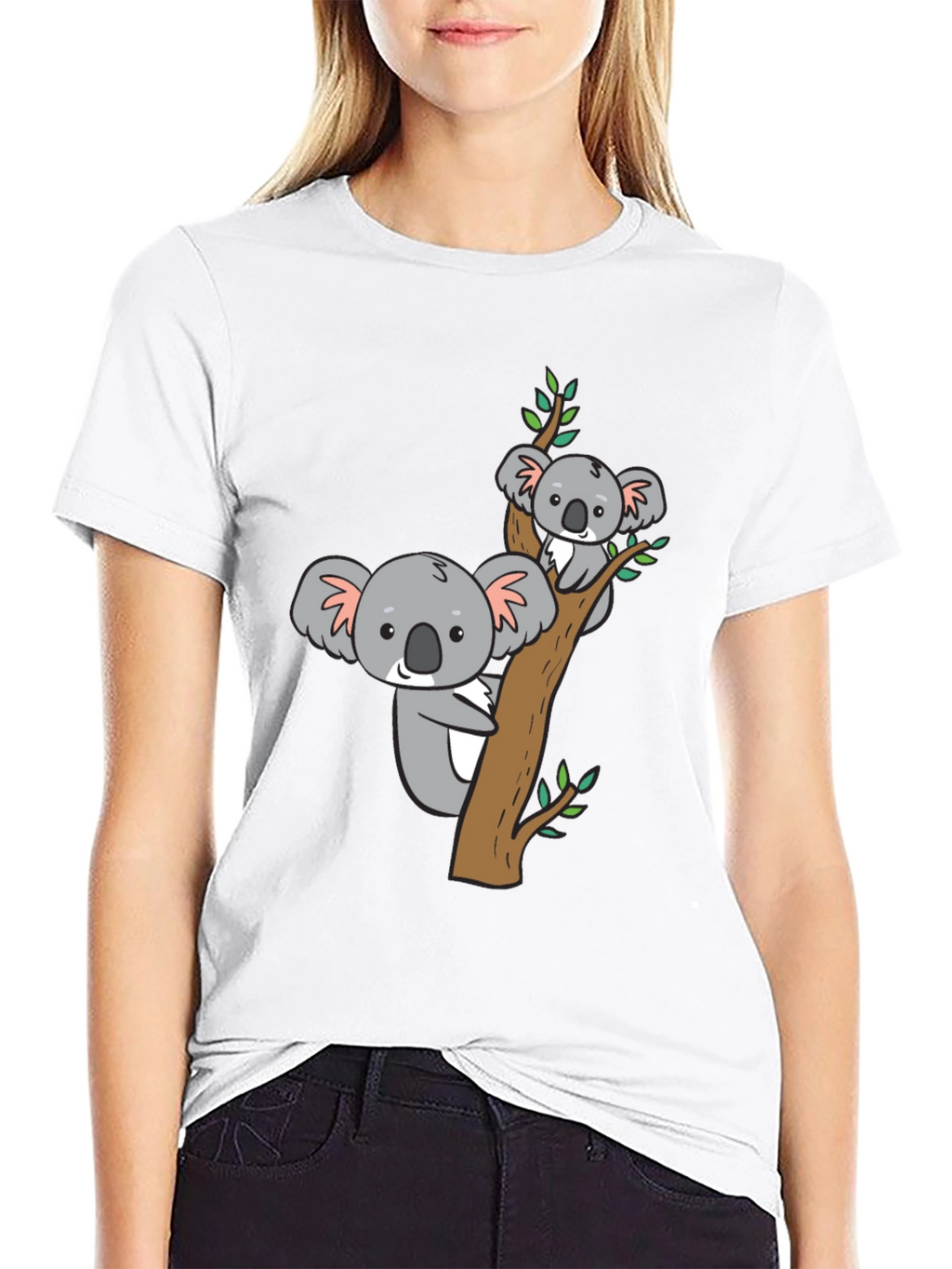 Cute Koala Bear Tree T-Shirt - Black