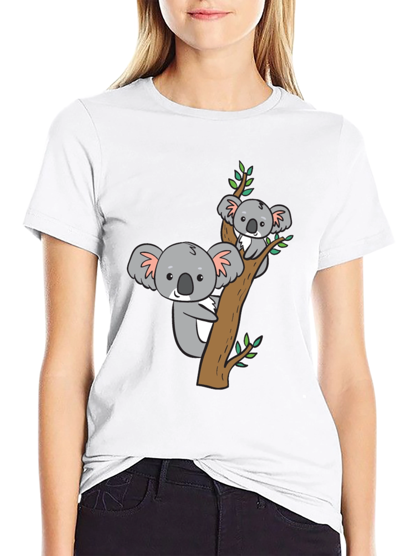 Cute Koala Bear Tree T-Shirt - Black