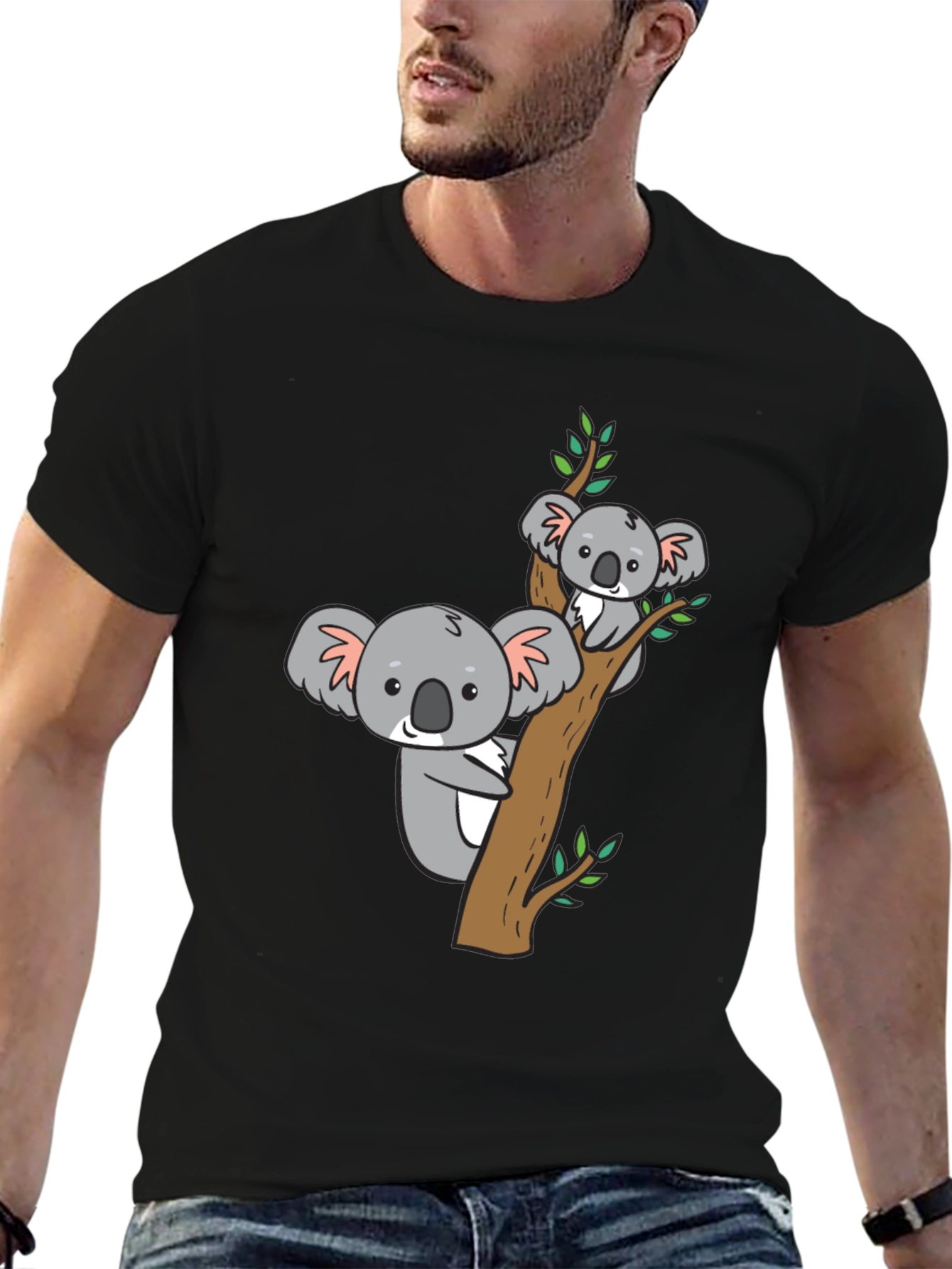 Cute Koala Bear Tree T-Shirt - Black