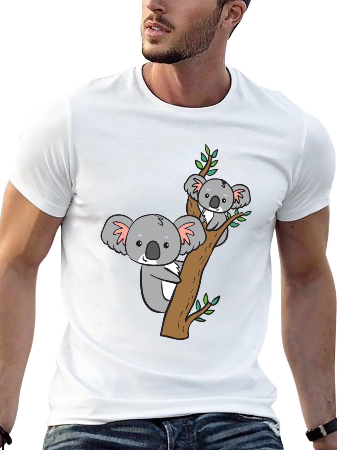 Cute Koala Bear Tree T-Shirt - Black