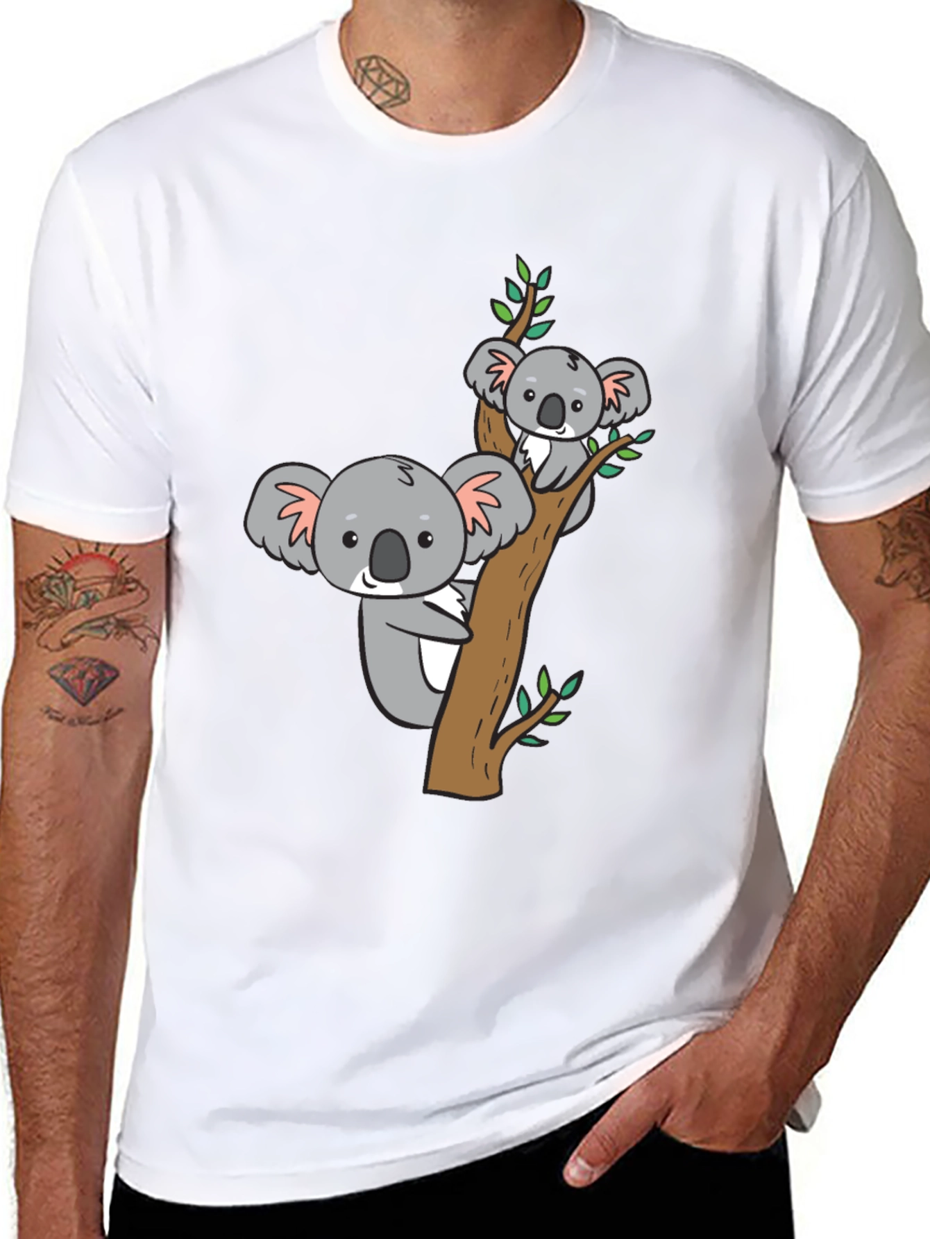 Cute Koala Bear Tree T-Shirt - Black