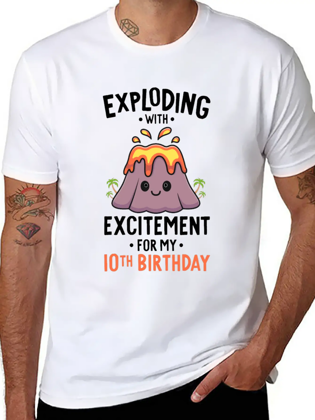 Volcano Birthday Party 10th Birthday 10 Years Old Stylish Everyday T-Shirt – Unisex Basic Cotton Tee