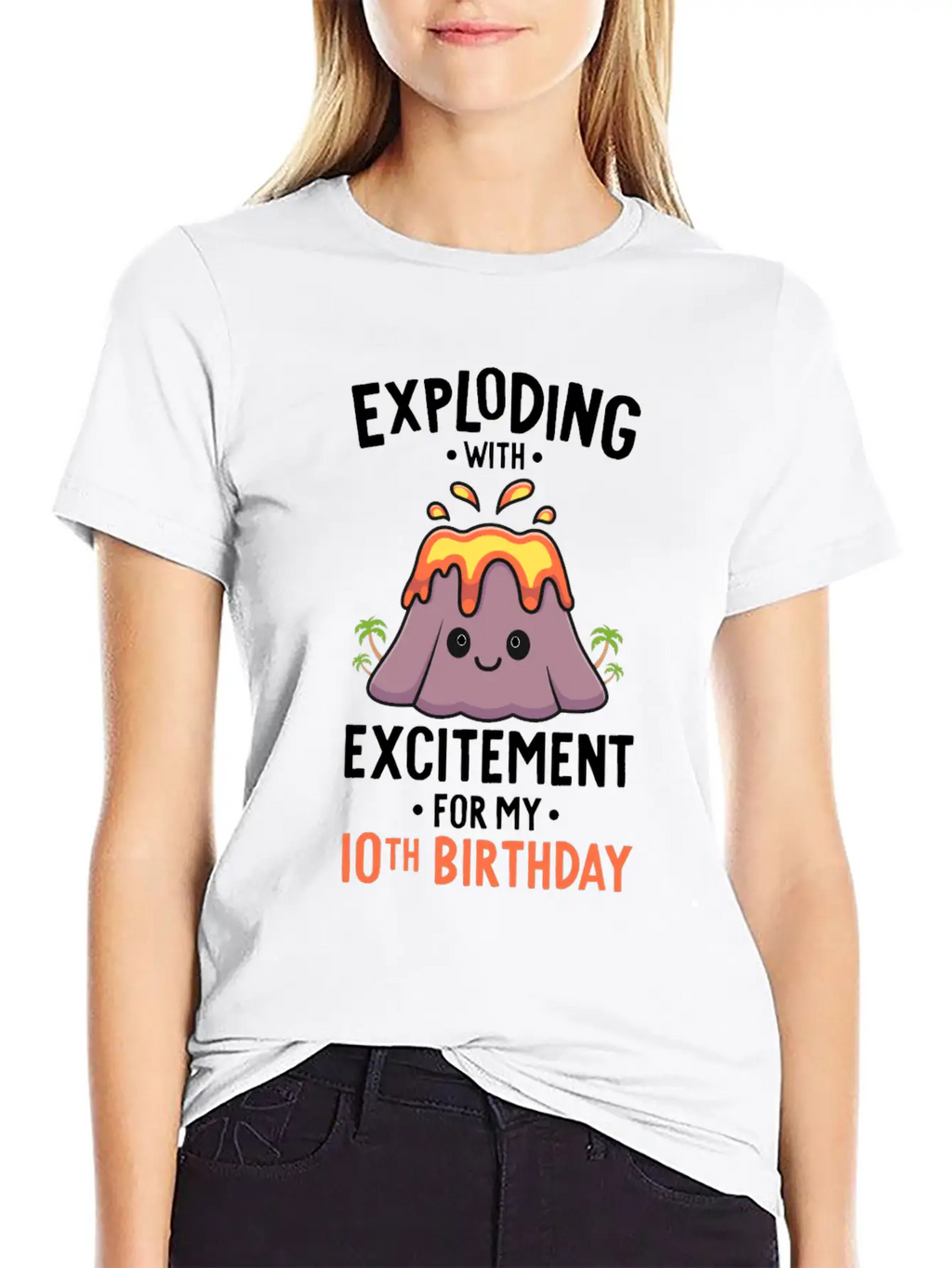 Volcano Birthday Party 10th Birthday 10 Years Old Stylish Everyday T-Shirt – Unisex Basic Cotton Tee
