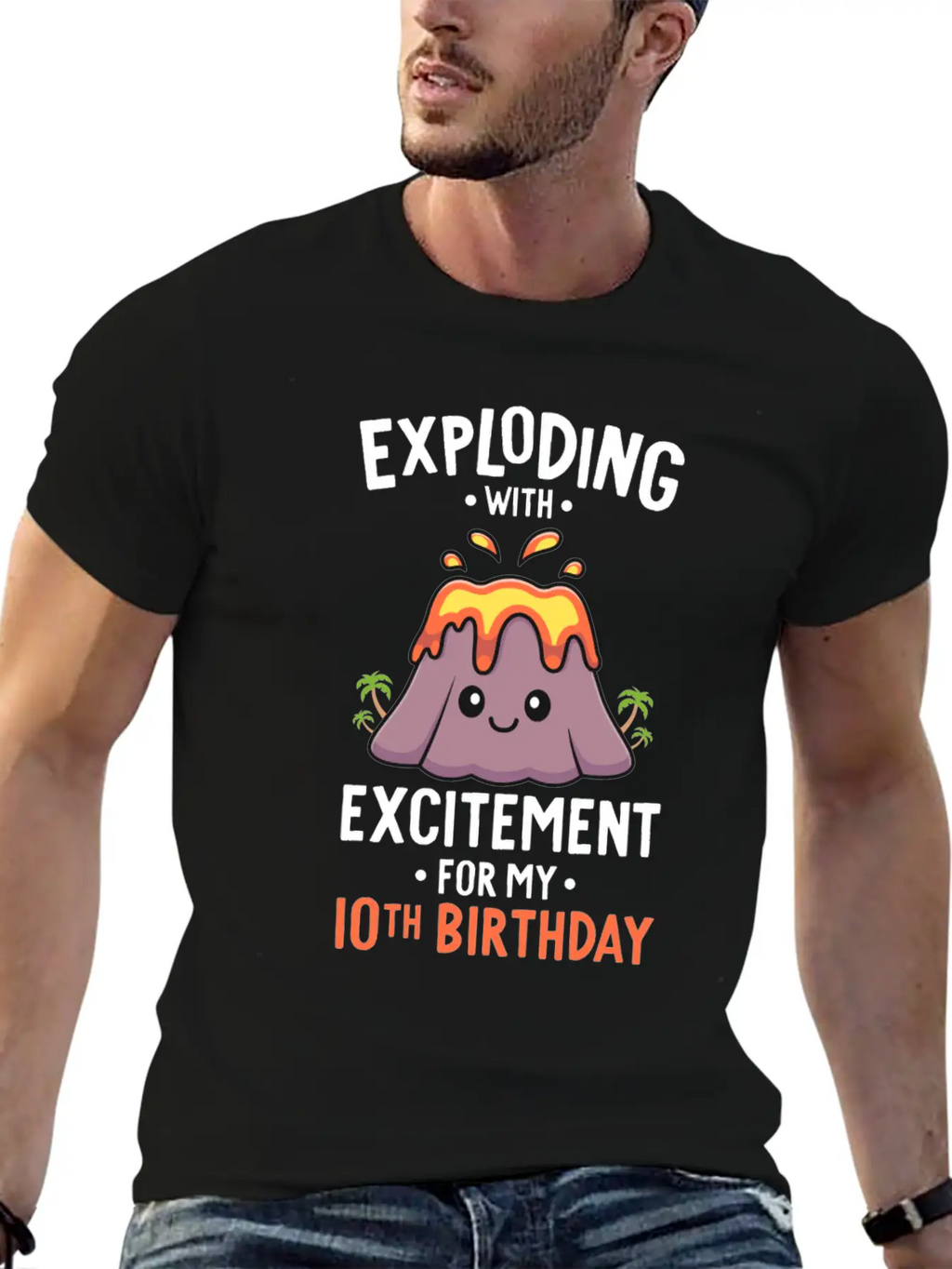 Volcano Birthday Party 10th Birthday 10 Years Old Stylish Everyday T-Shirt – Unisex Basic Cotton Tee