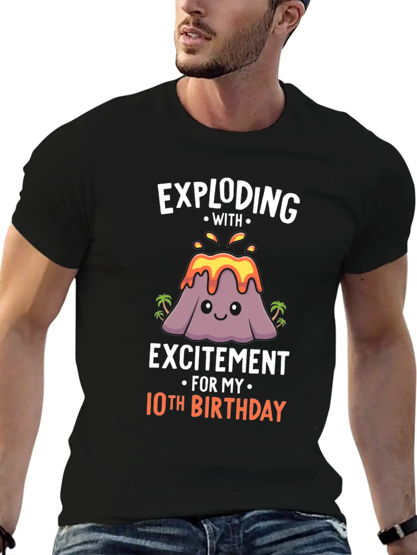 Volcano Birthday Party 10th Birthday 10 Years Old Stylish Everyday T-Shirt – Unisex Basic Cotton Tee