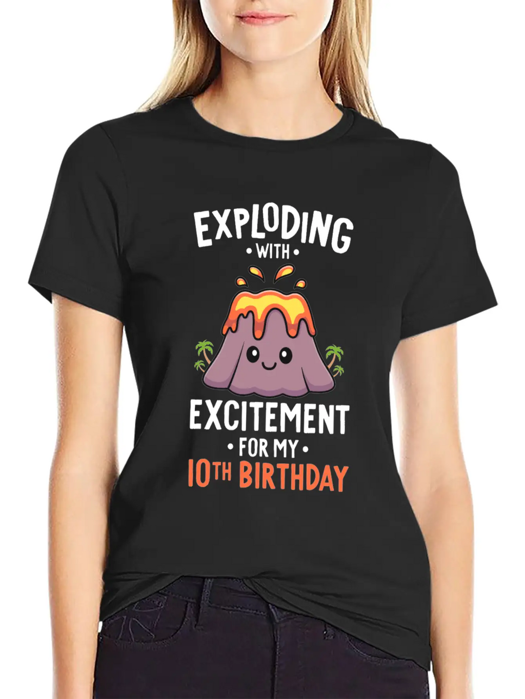 Volcano Birthday Party 10th Birthday 10 Years Old Stylish Everyday T-Shirt – Unisex Basic Cotton Tee