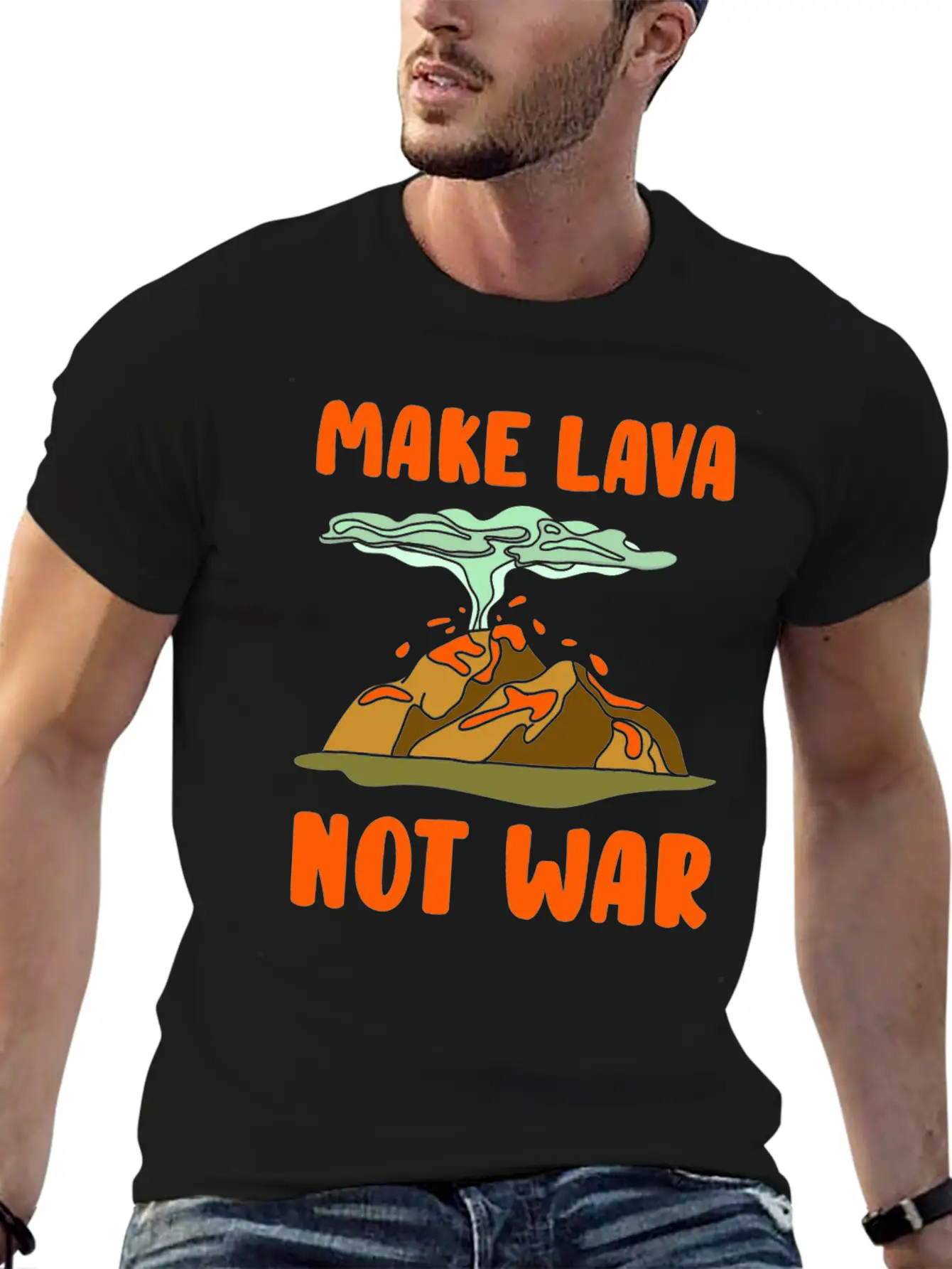Volcano Lava Eruption Theme Gift Idea Unisex Short Sleeve Soft Cotton T-Shirt – Casual Everyday Wear