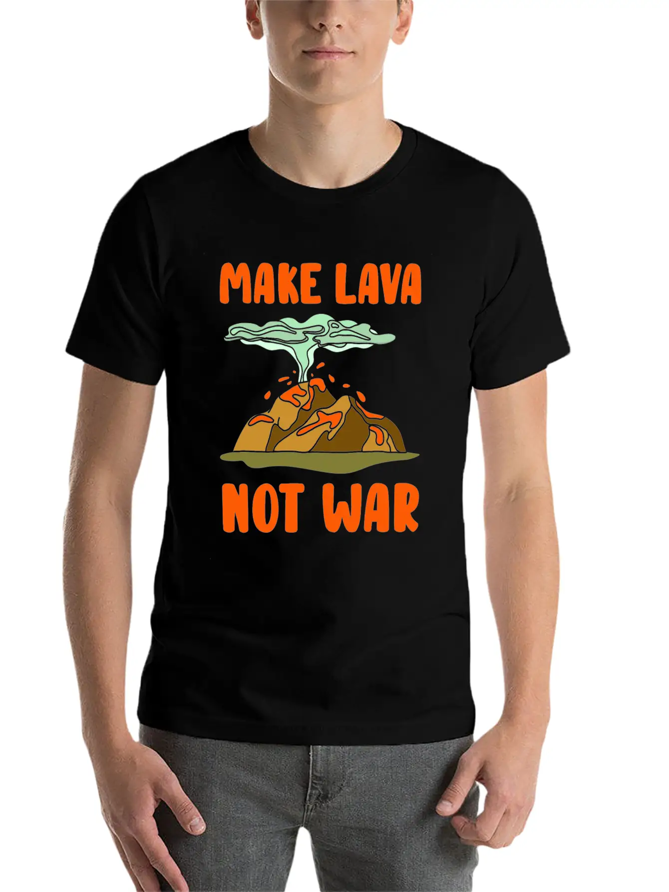 Volcano Lava Eruption Theme Gift Idea Unisex Short Sleeve Soft Cotton T-Shirt – Casual Everyday Wear