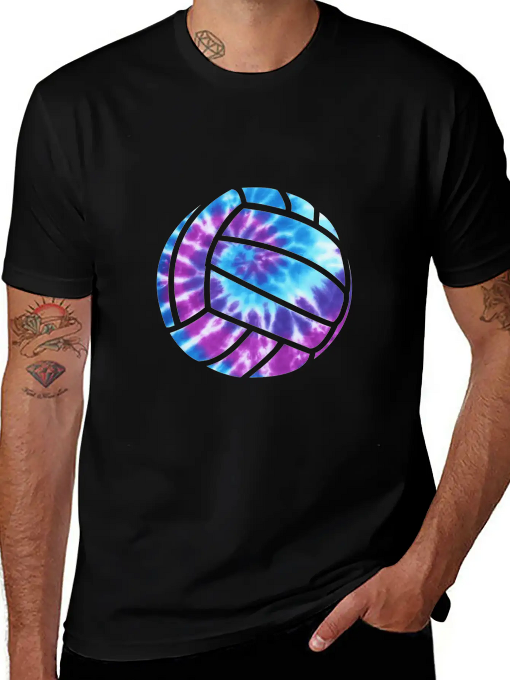 Volleyball Tie Dye Blue Purplenage Girls Perfect G Stylish Everyday T-Shirt – Unisex Basic Cotton Tee