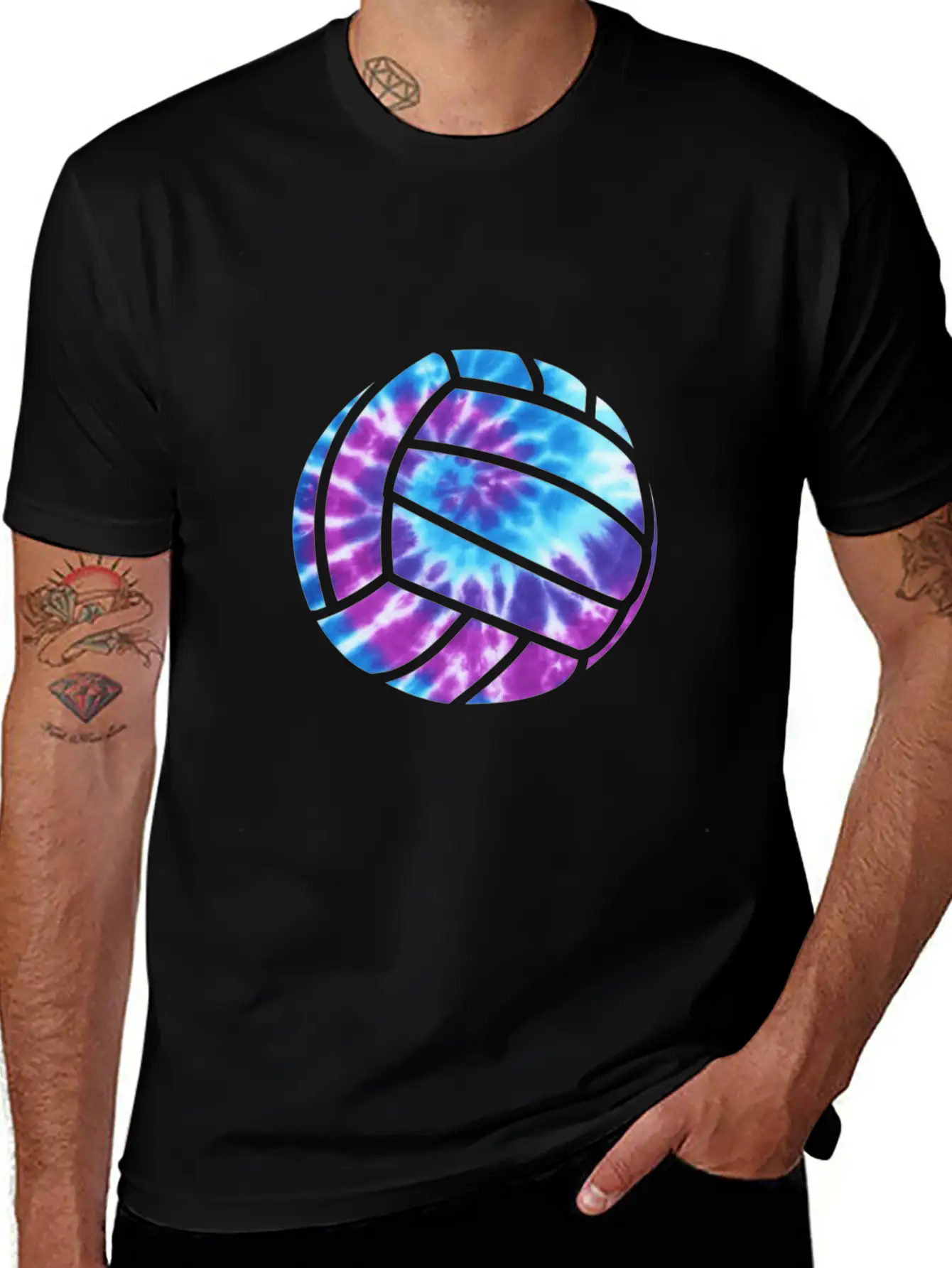 Volleyball Tie Dye Blue Purplenage Girls Perfect G Stylish Everyday T-Shirt – Unisex Basic Cotton Tee