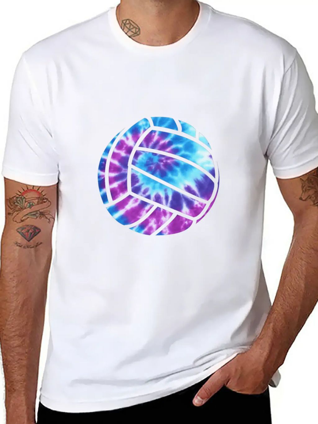 Volleyball Tie Dye Blue Purplenage Girls Perfect G Stylish Everyday T-Shirt – Unisex Basic Cotton Tee