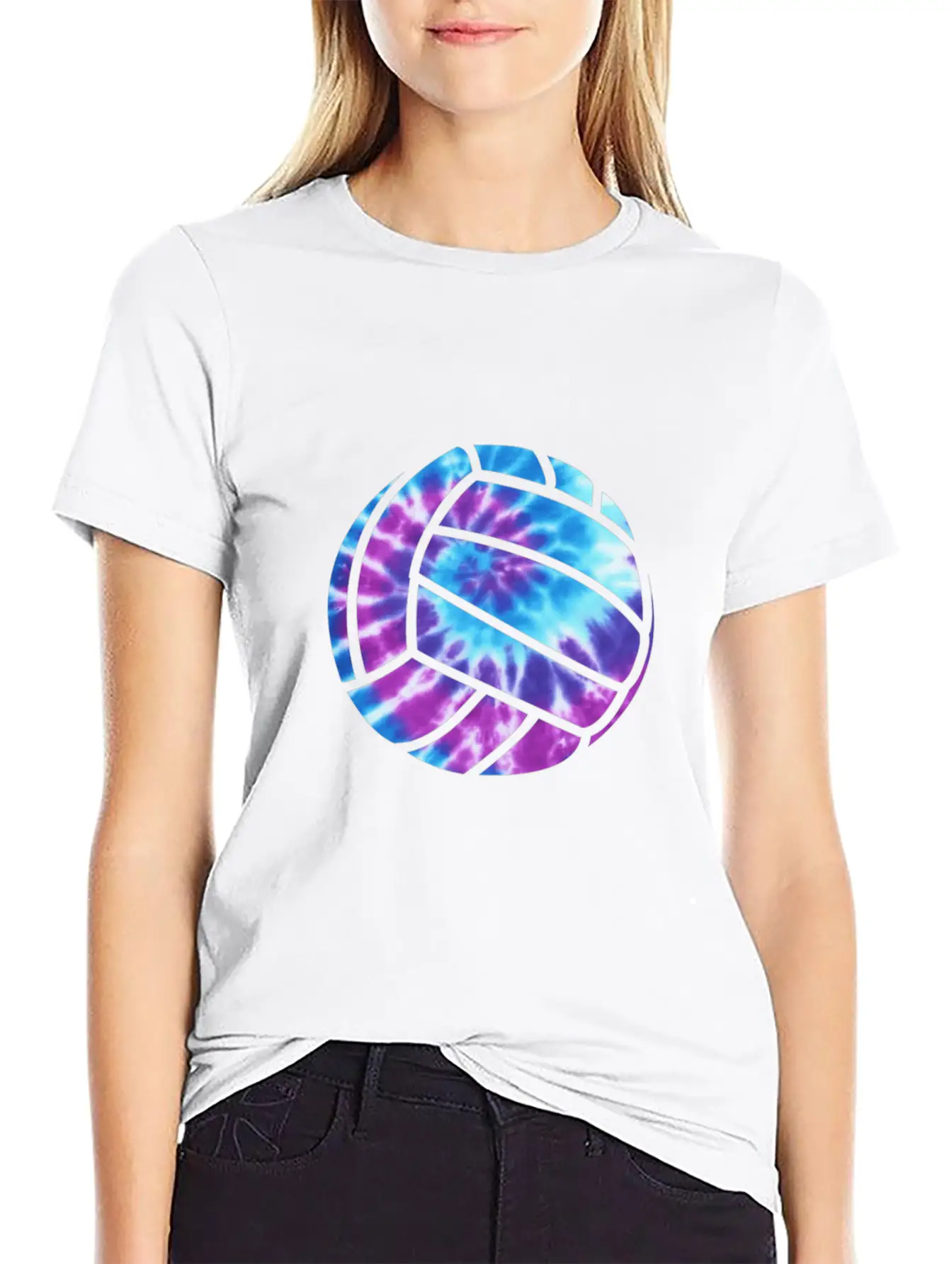 Volleyball Tie Dye Blue Purplenage Girls Perfect G Stylish Everyday T-Shirt – Unisex Basic Cotton Tee