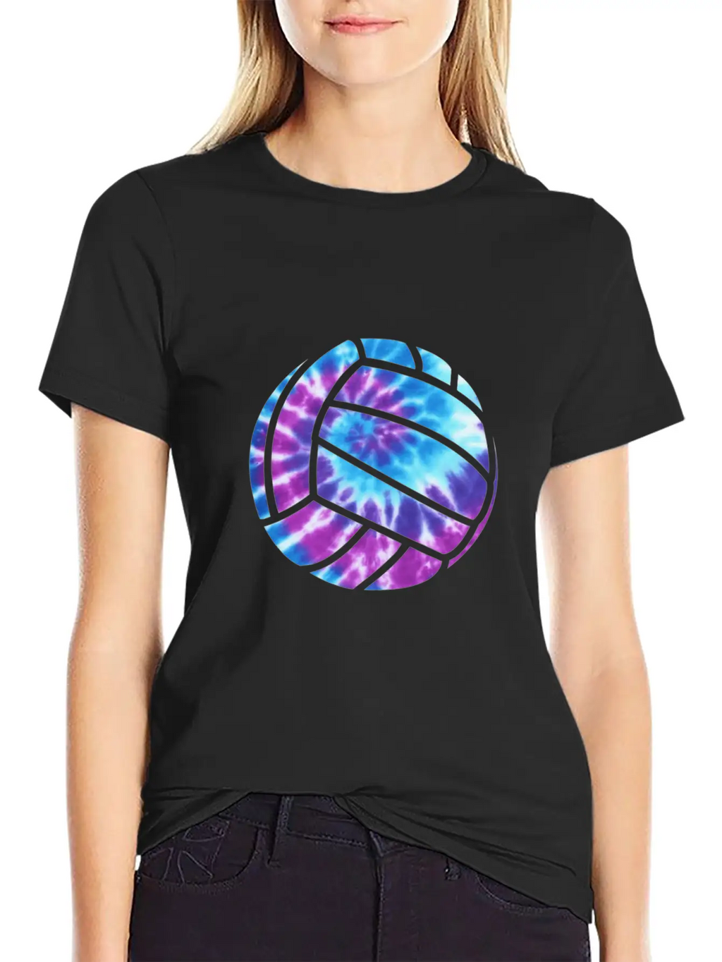 Volleyball Tie Dye Blue Purplenage Girls Perfect G Stylish Everyday T-Shirt – Unisex Basic Cotton Tee