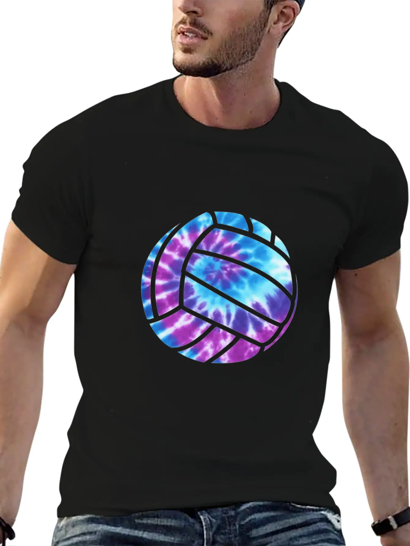 Volleyball Tie Dye Blue Purplenage Girls Perfect G Stylish Everyday T-Shirt – Unisex Basic Cotton Tee