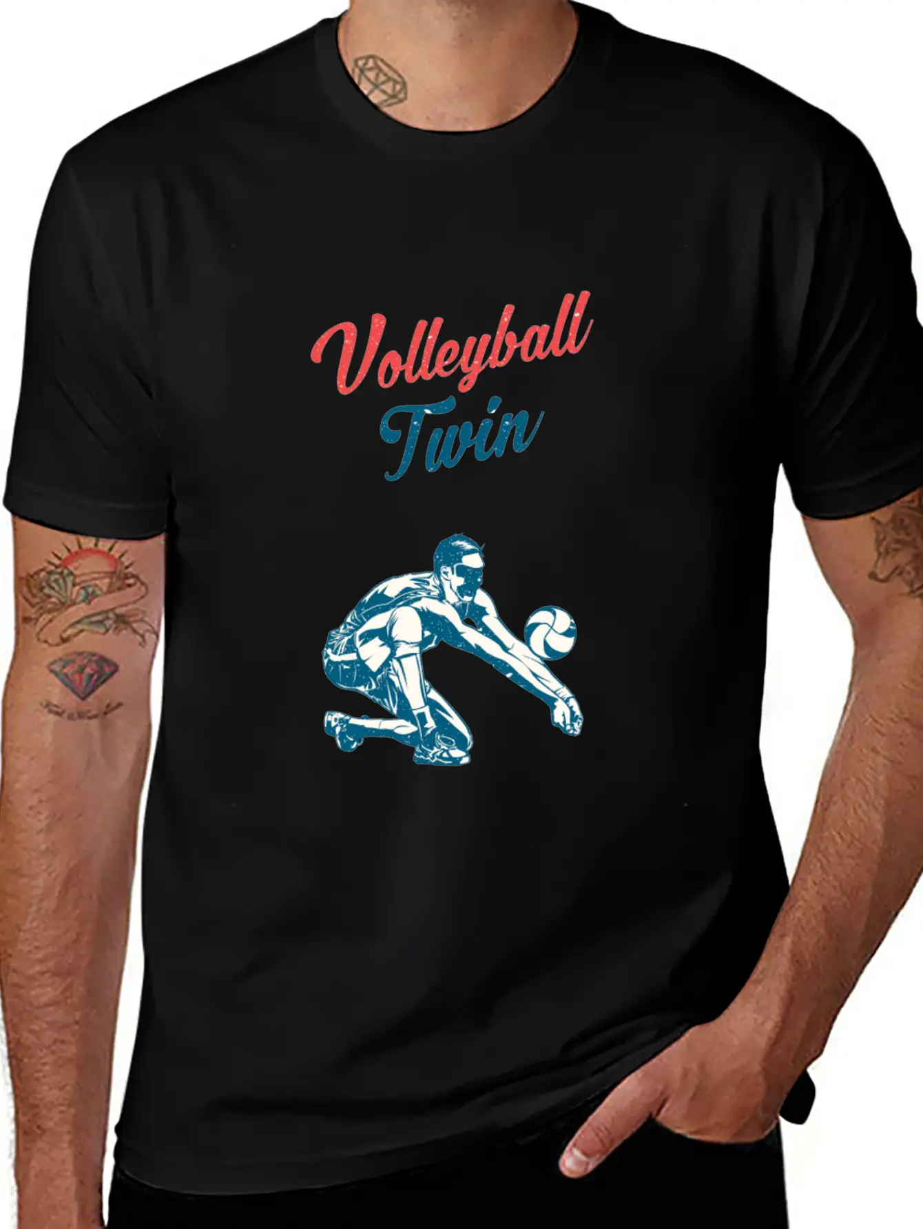 Volleyball Twin Training Family Fan Breathable Graphic T-Shirt – Perfect For Casual Days