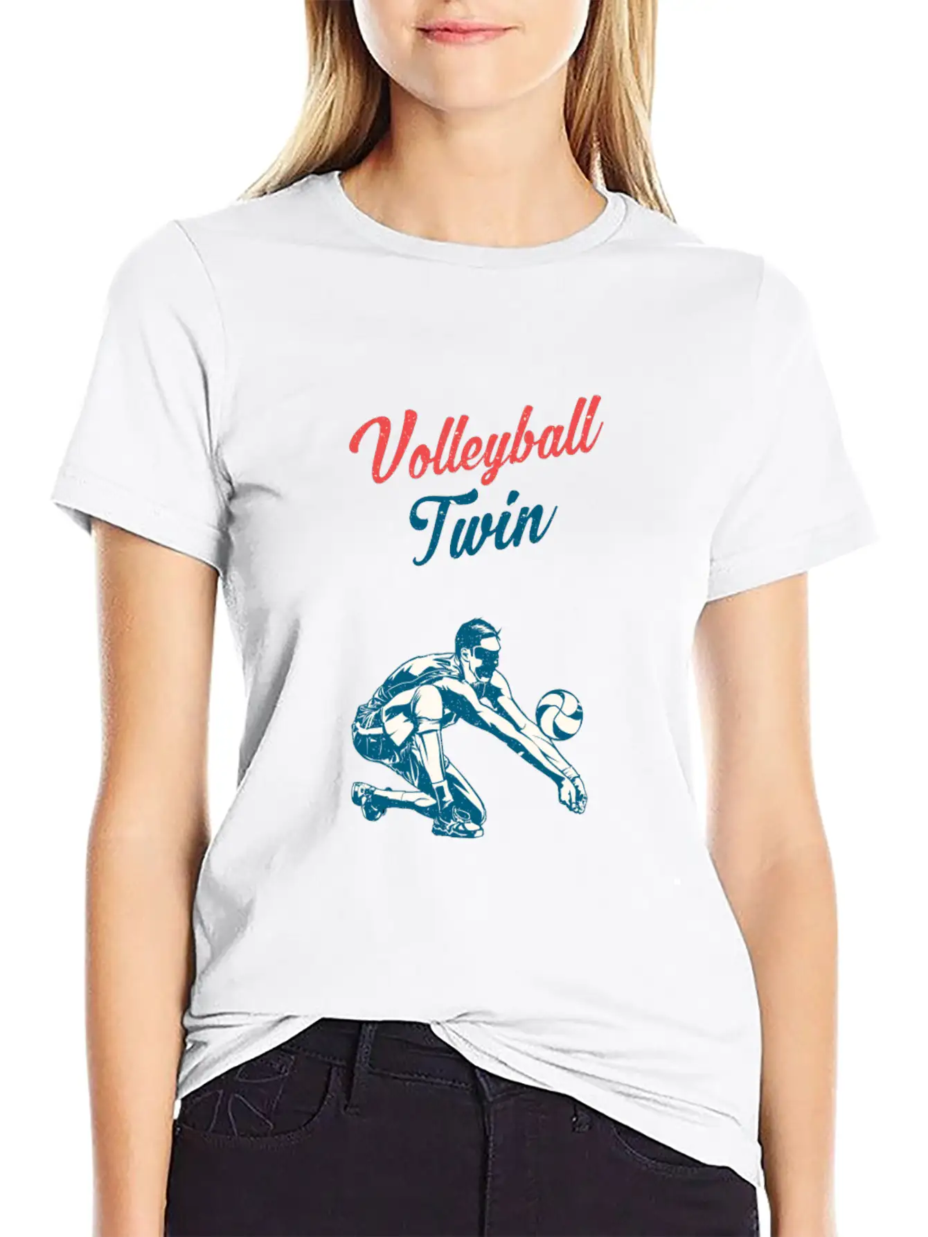 Volleyball Twin Training Family Fan Breathable Graphic T-Shirt – Perfect For Casual Days