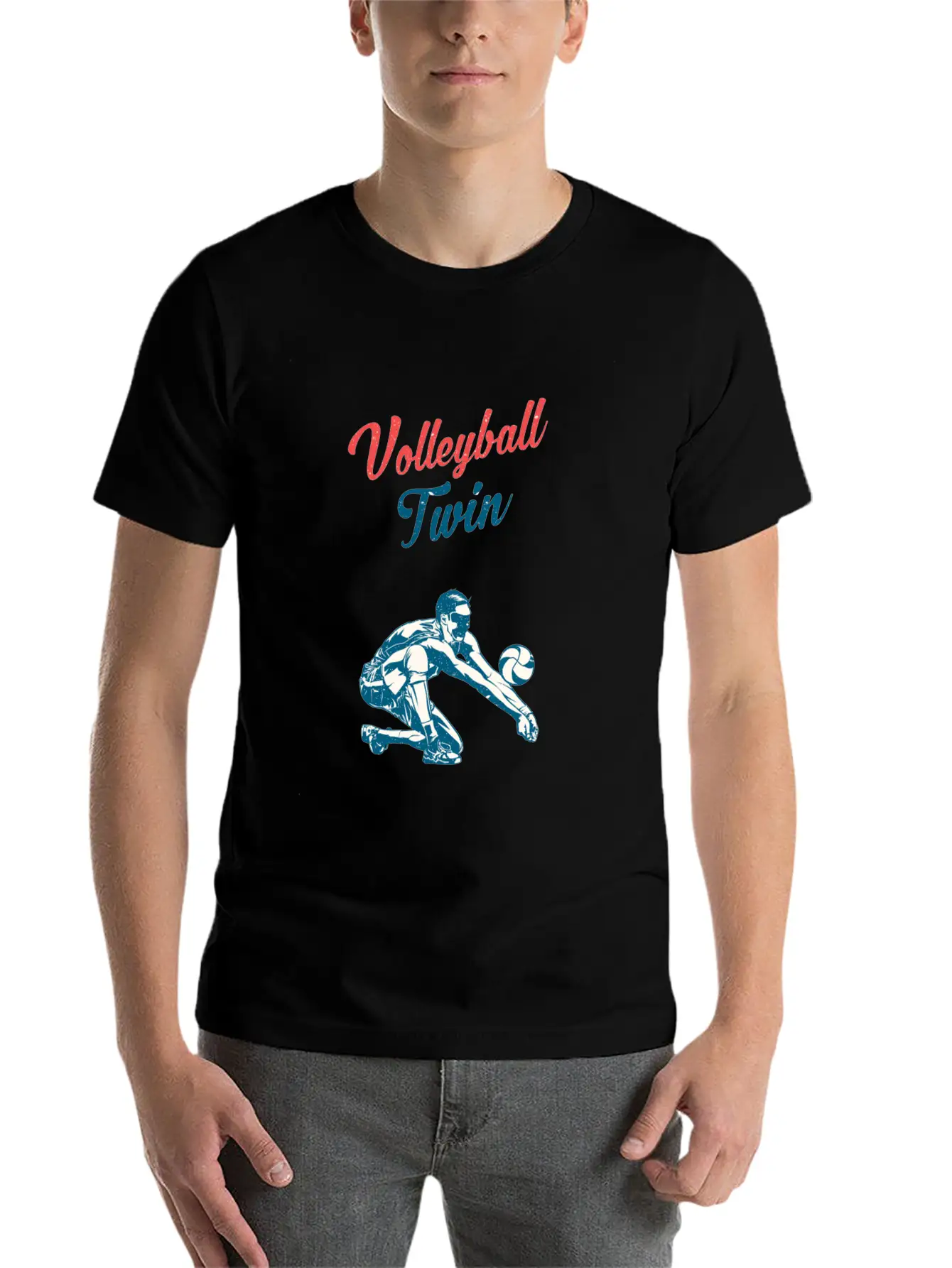 Volleyball Twin Training Family Fan Breathable Graphic T-Shirt – Perfect For Casual Days