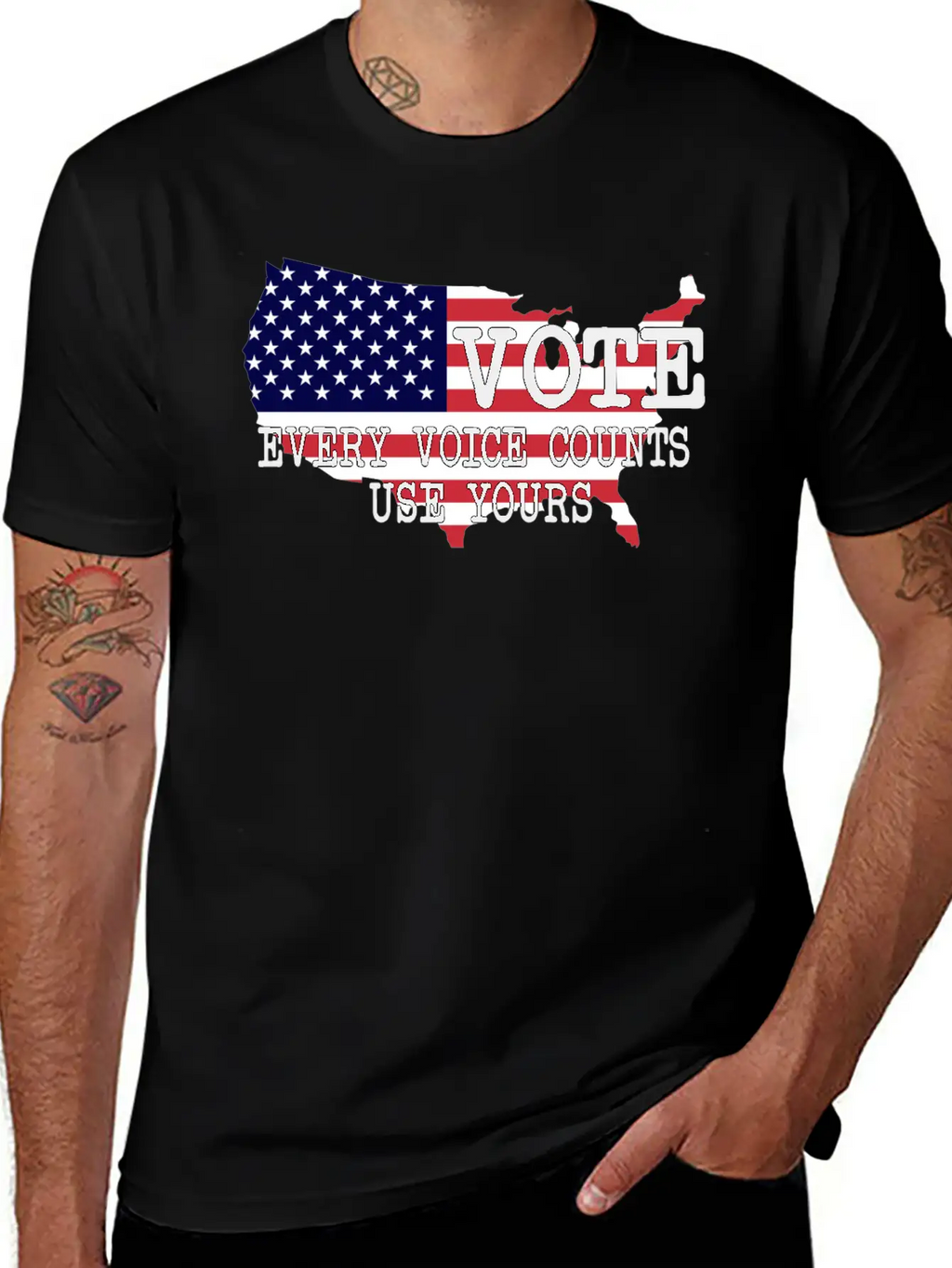 Vote - Every Voice Counts Unisex Short Sleeve Soft Cotton T-Shirt – Casual Everyday Wear