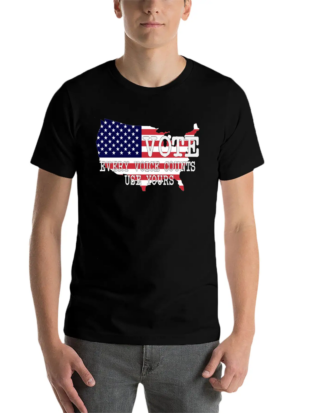 Vote - Every Voice Counts Unisex Short Sleeve Soft Cotton T-Shirt – Casual Everyday Wear