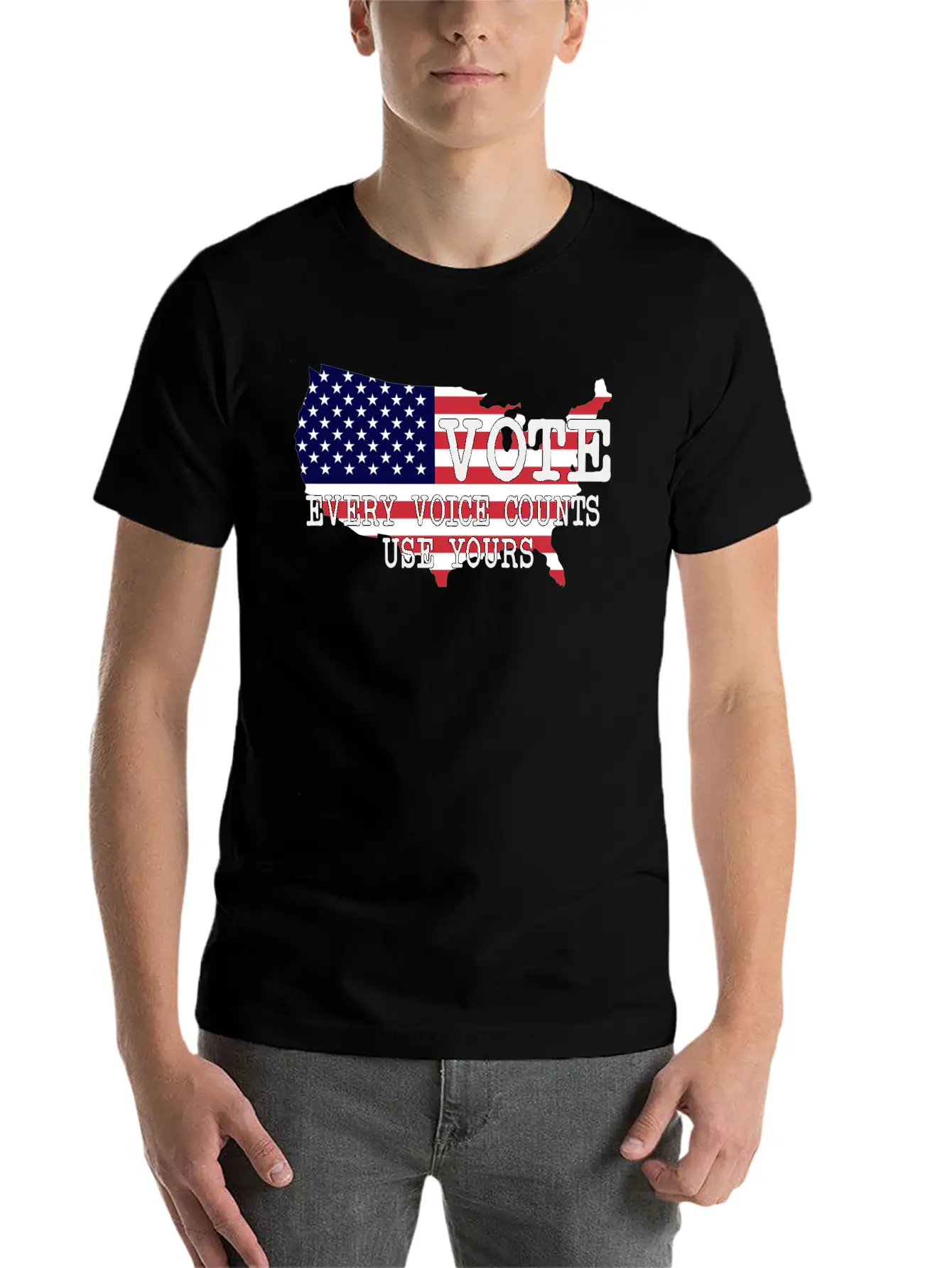Vote - Every Voice Counts Unisex Short Sleeve Soft Cotton T-Shirt – Casual Everyday Wear