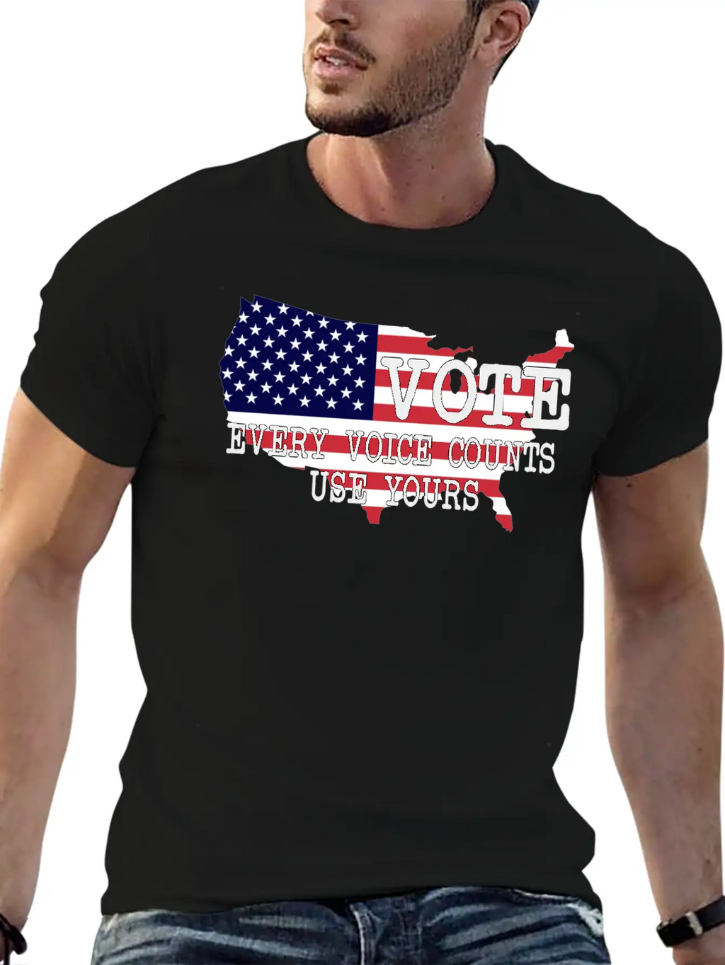Vote - Every Voice Counts Unisex Short Sleeve Soft Cotton T-Shirt – Casual Everyday Wear