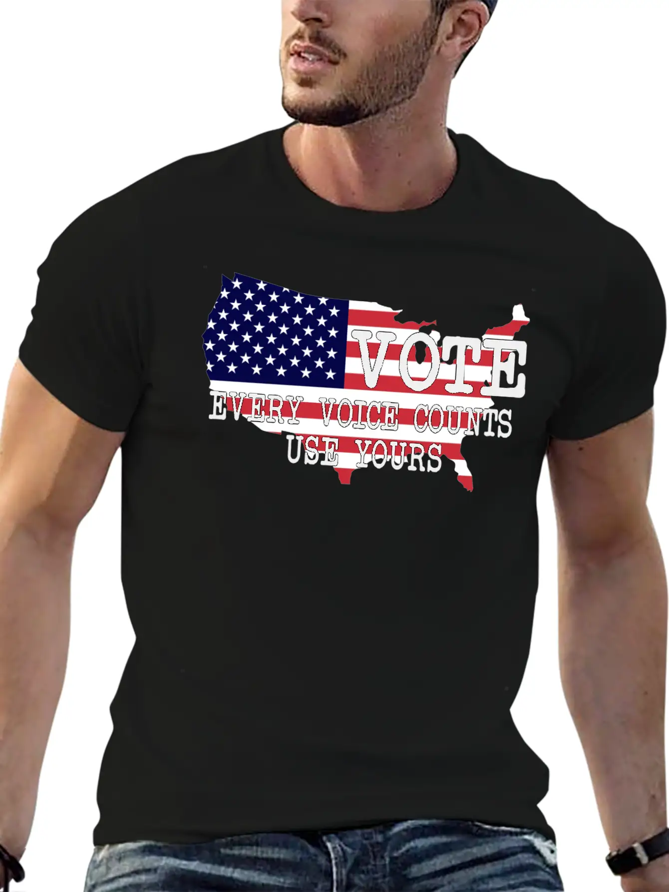 Vote - Every Voice Counts Unisex Short Sleeve Soft Cotton T-Shirt – Casual Everyday Wear
