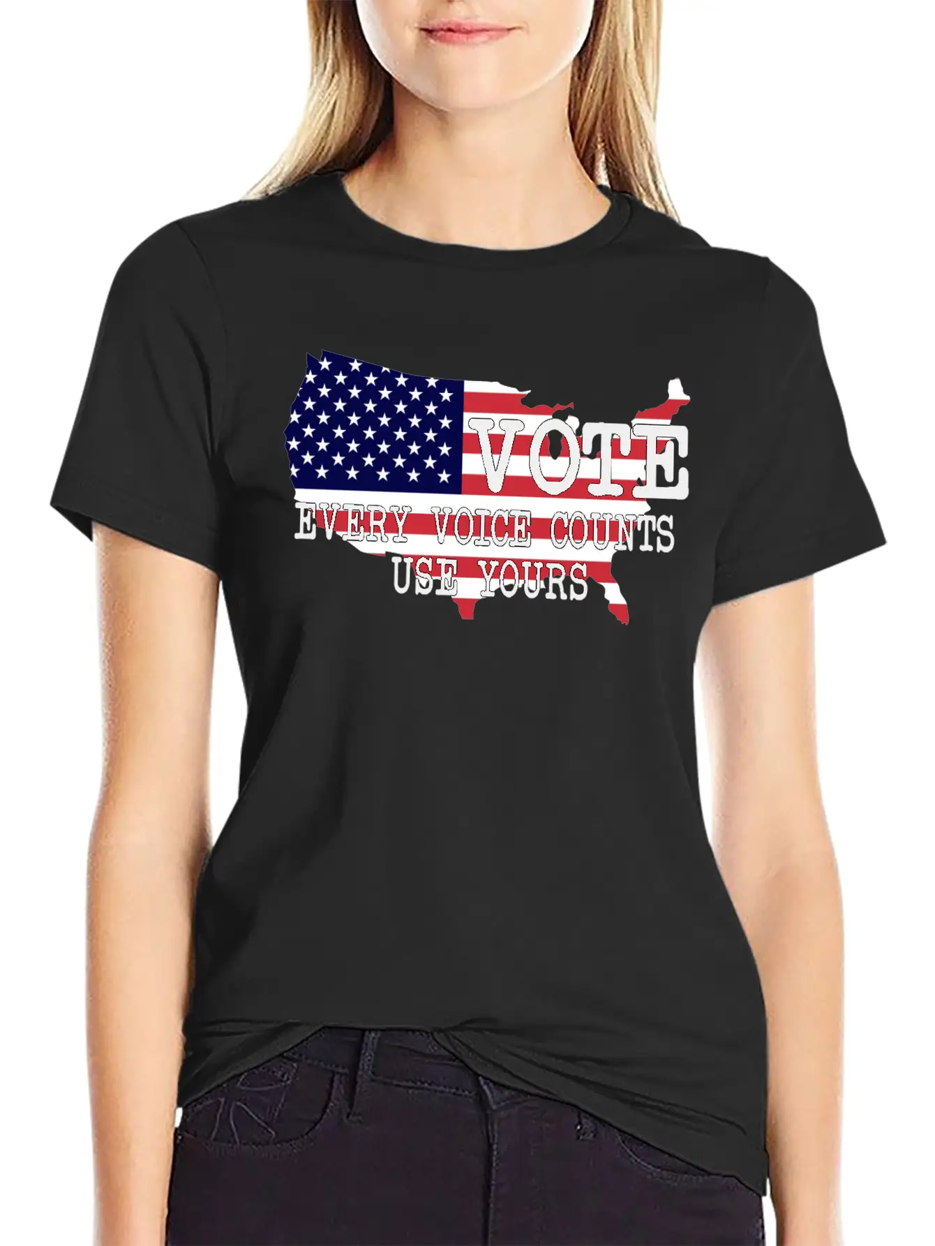 Vote - Every Voice Counts Unisex Short Sleeve Soft Cotton T-Shirt – Casual Everyday Wear