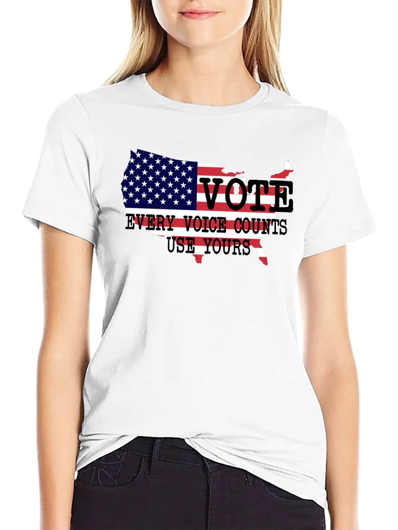 Vote - Every Voice Counts Unisex Short Sleeve Soft Cotton T-Shirt – Casual Everyday Wear