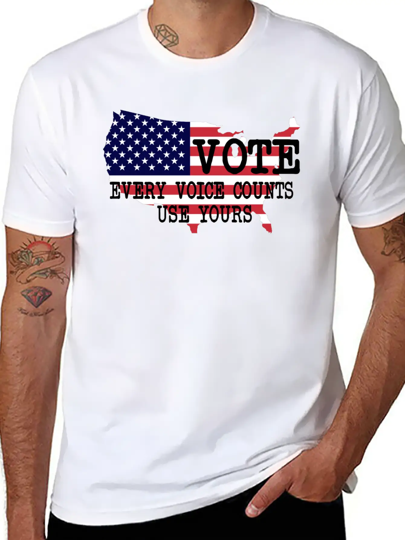 Vote - Every Voice Counts Unisex Short Sleeve Soft Cotton T-Shirt – Casual Everyday Wear