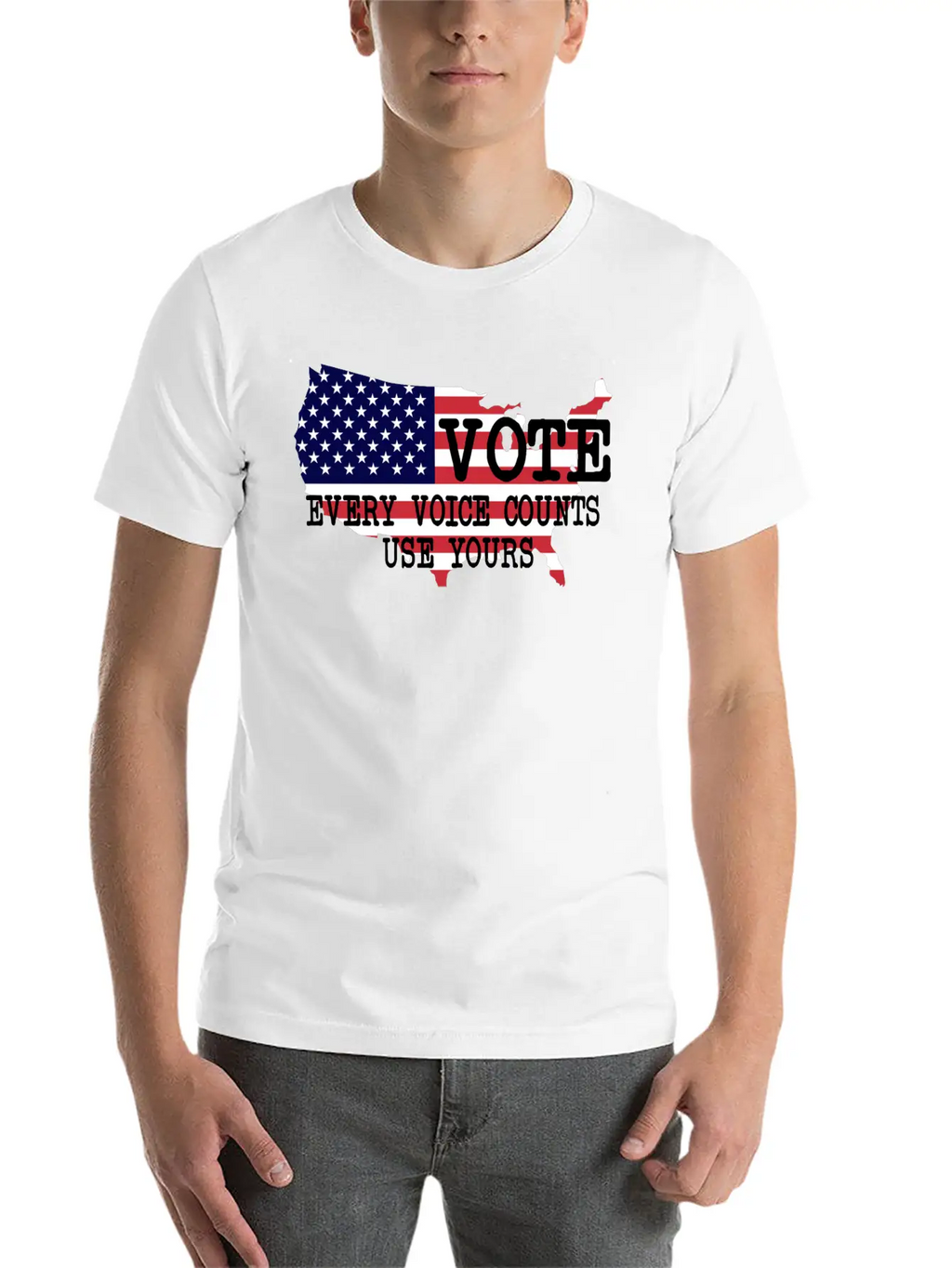 Vote - Every Voice Counts Unisex Short Sleeve Soft Cotton T-Shirt – Casual Everyday Wear