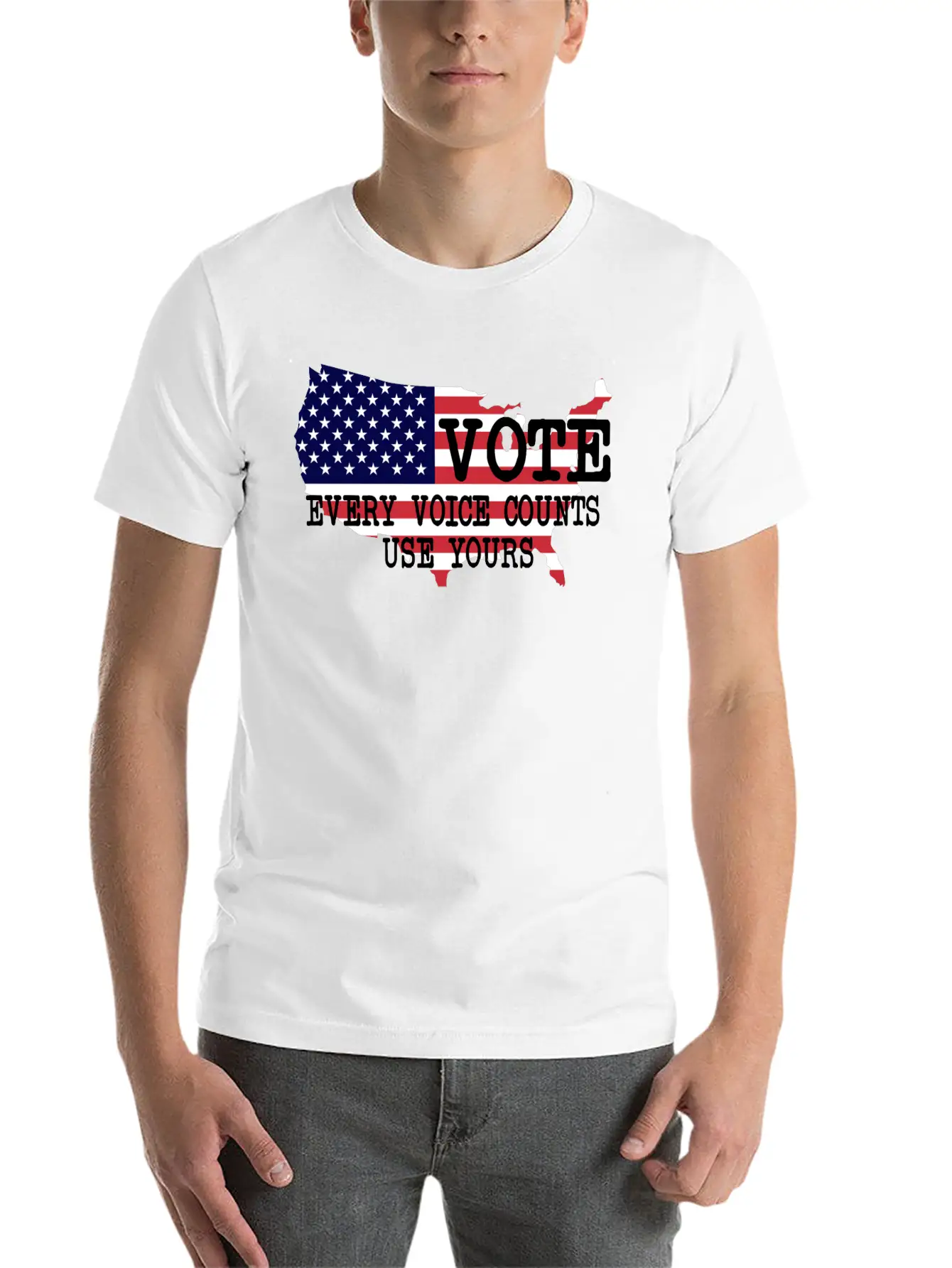Vote - Every Voice Counts Unisex Short Sleeve Soft Cotton T-Shirt – Casual Everyday Wear