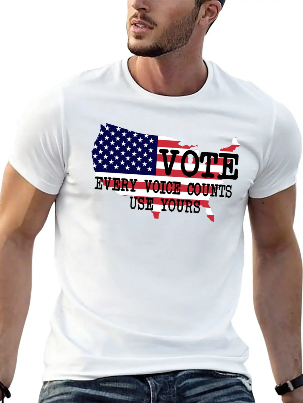 Vote - Every Voice Counts Unisex Short Sleeve Soft Cotton T-Shirt – Casual Everyday Wear