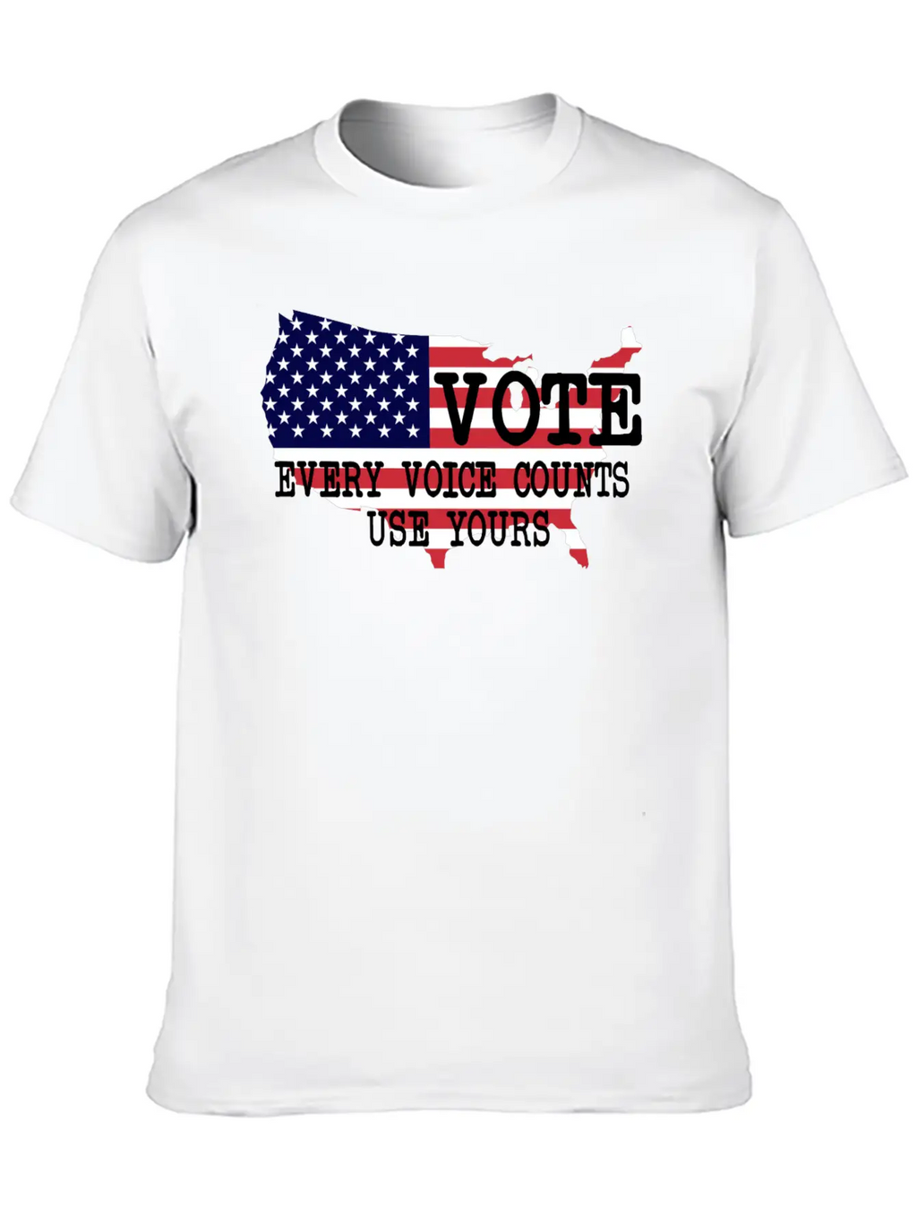 Vote - Every Voice Counts Unisex Short Sleeve Soft Cotton T-Shirt – Casual Everyday Wear
