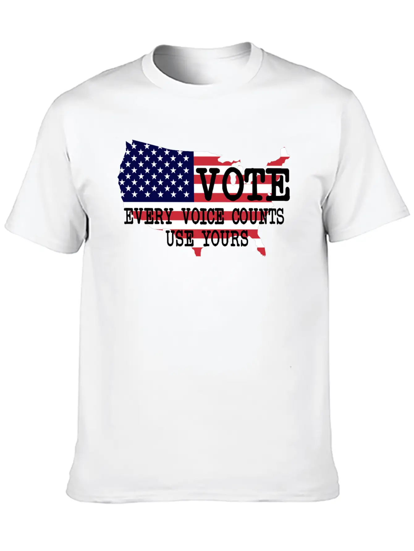 Vote - Every Voice Counts Unisex Short Sleeve Soft Cotton T-Shirt – Casual Everyday Wear