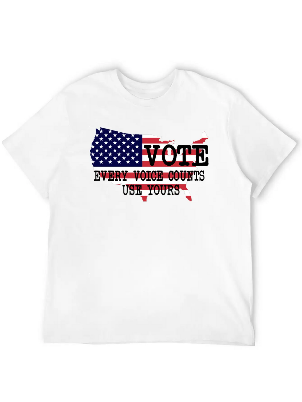 Vote - Every Voice Counts Unisex Short Sleeve Soft Cotton T-Shirt – Casual Everyday Wear