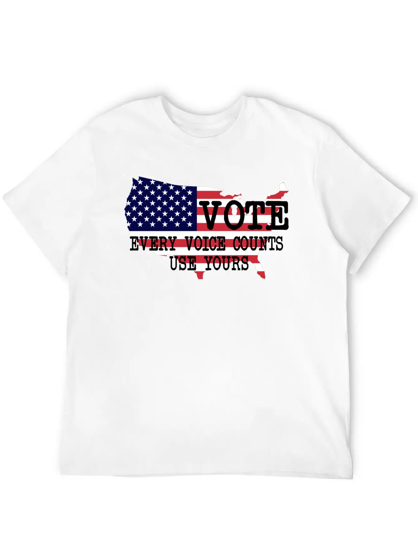 Vote - Every Voice Counts Unisex Short Sleeve Soft Cotton T-Shirt – Casual Everyday Wear