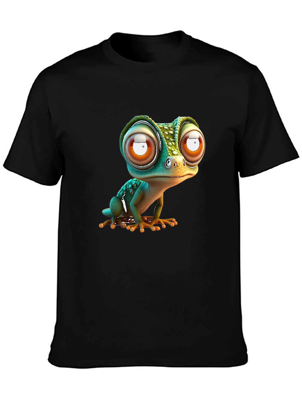 Gecko Big Eye Cartoon Black Tee