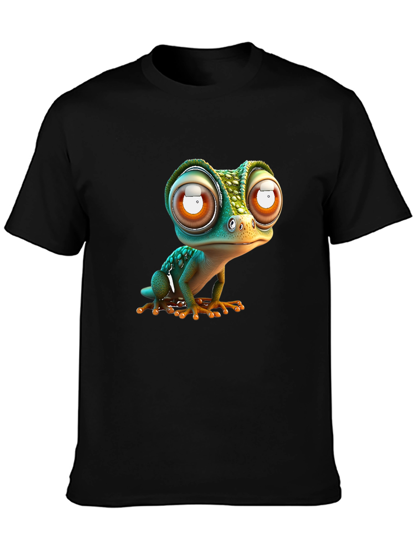 Gecko Big Eye Cartoon Black Tee