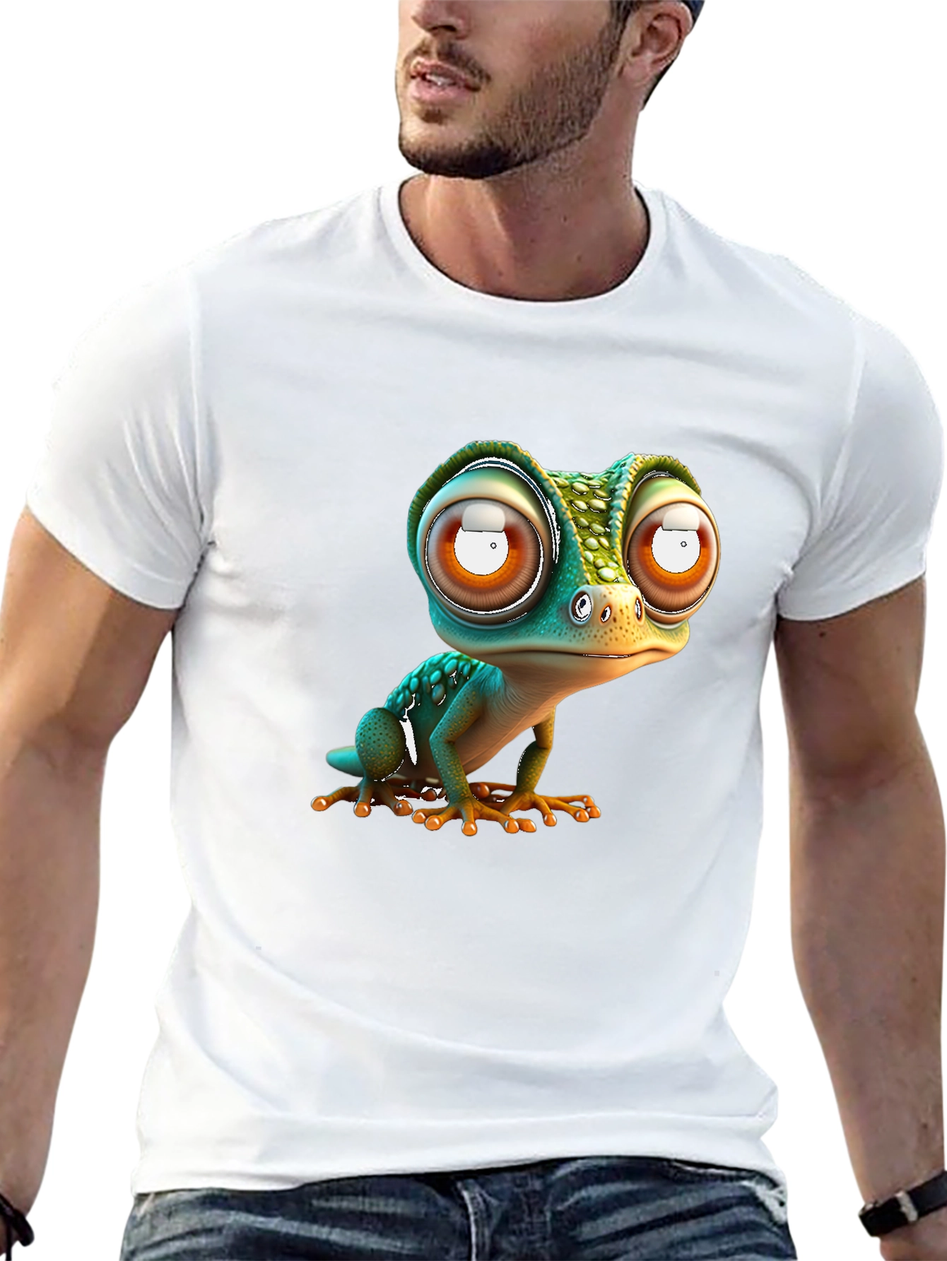 Gecko Big Eye Cartoon Black Tee