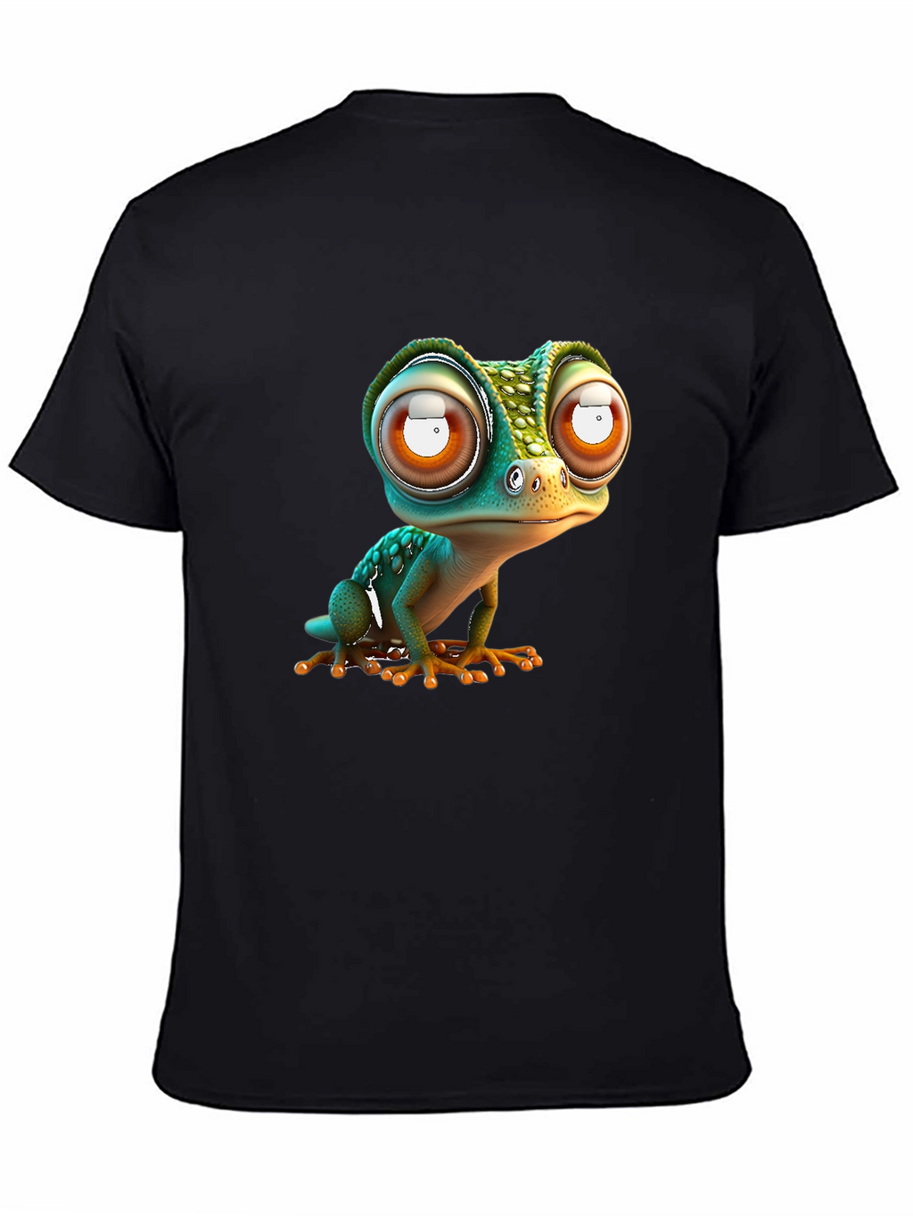 Gecko Big Eye Cartoon Black Tee