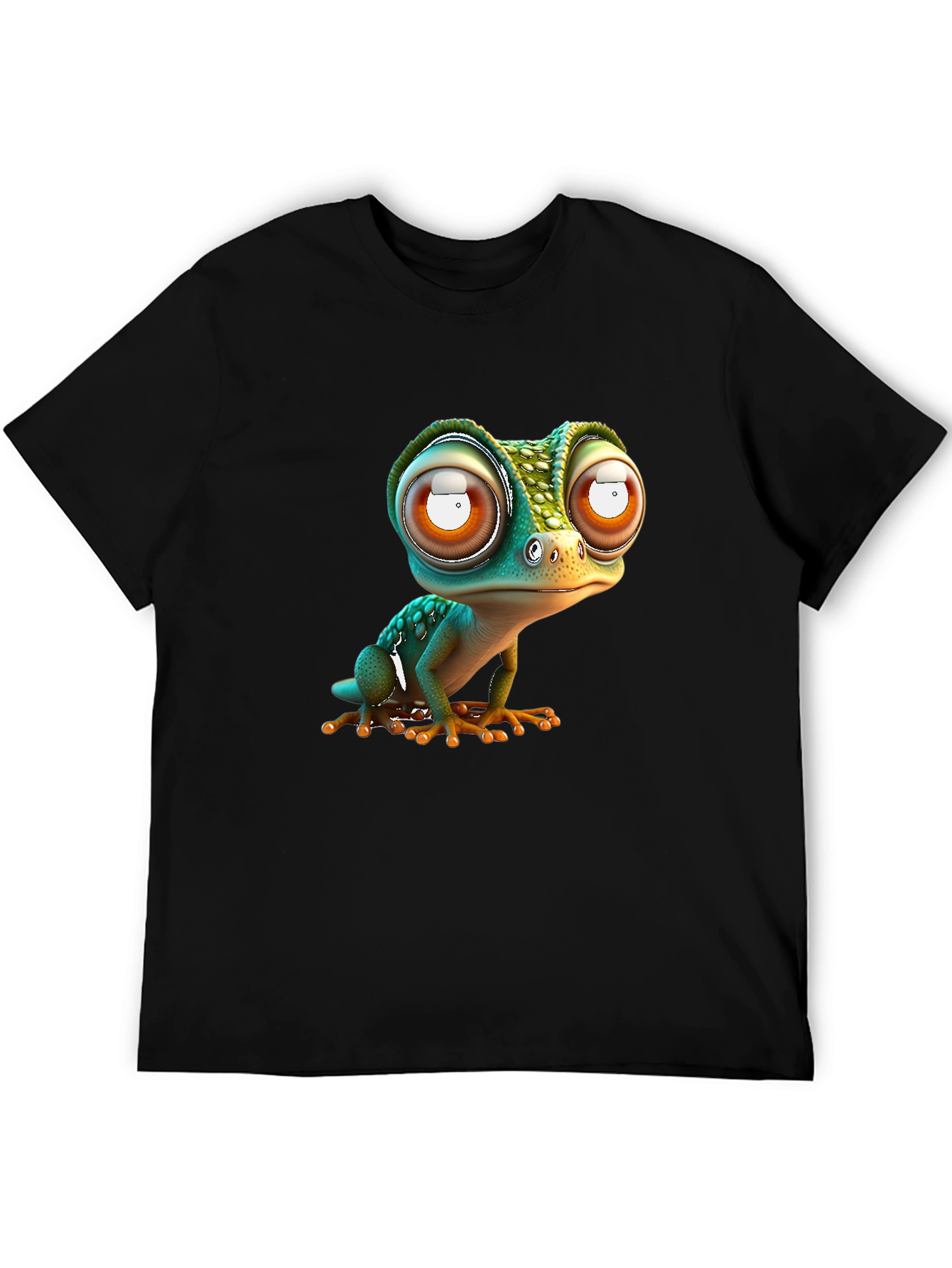 Gecko Big Eye Cartoon Black Tee